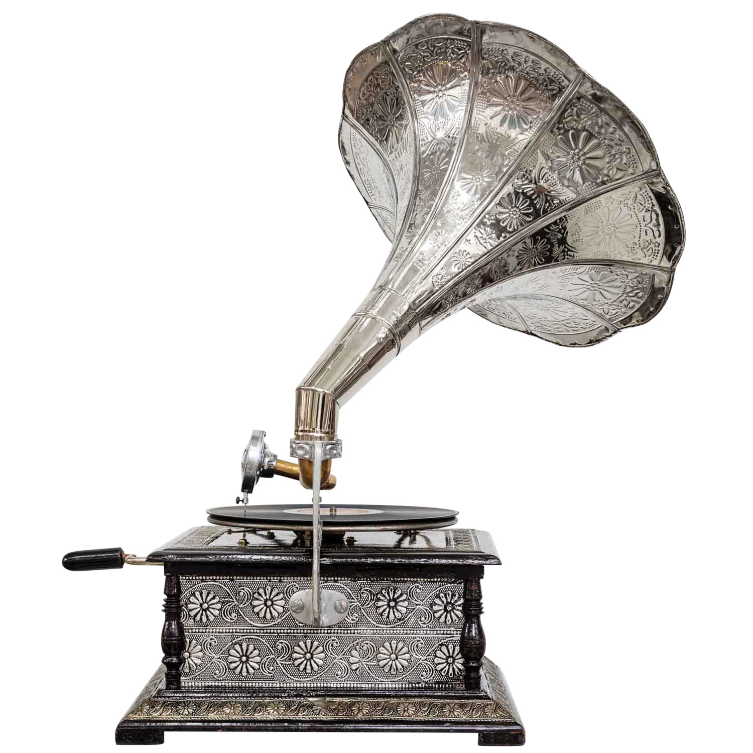 Grammophon Gramophone Dekoration Trichter Grammofon Messing Antik-Stil X04