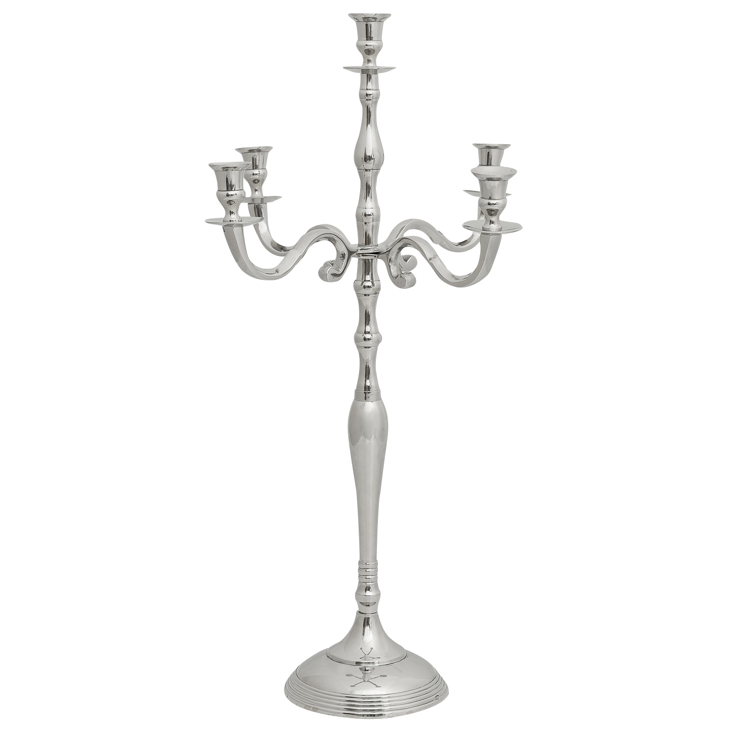 Kerzenhalter Kerzenständer 5-armig Aluminium silber Antik-Stil 78cm