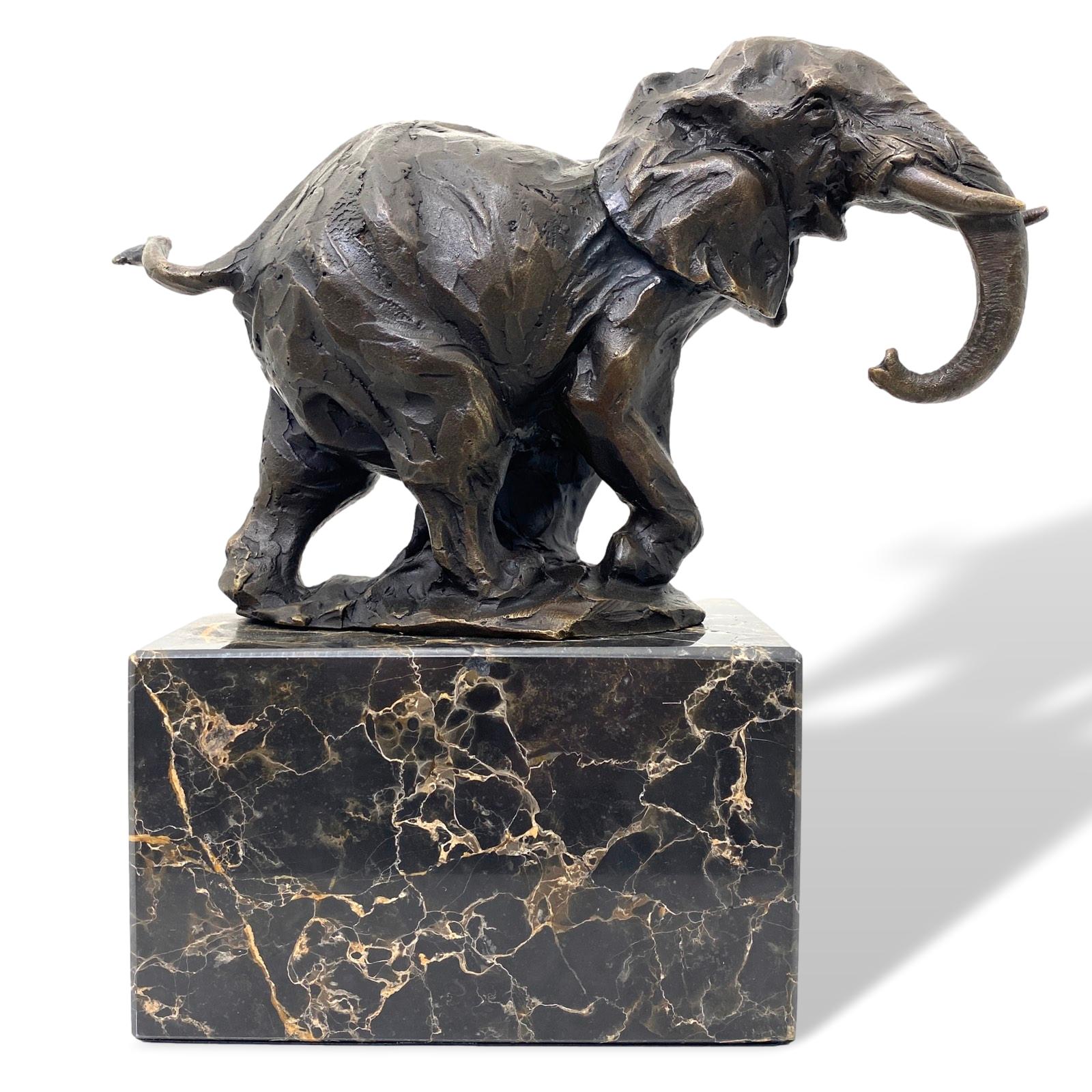 SL-65-2a Bronzeskulptur Bronzefigur Elefant im Antik-Stil Bronze Figur 21cm