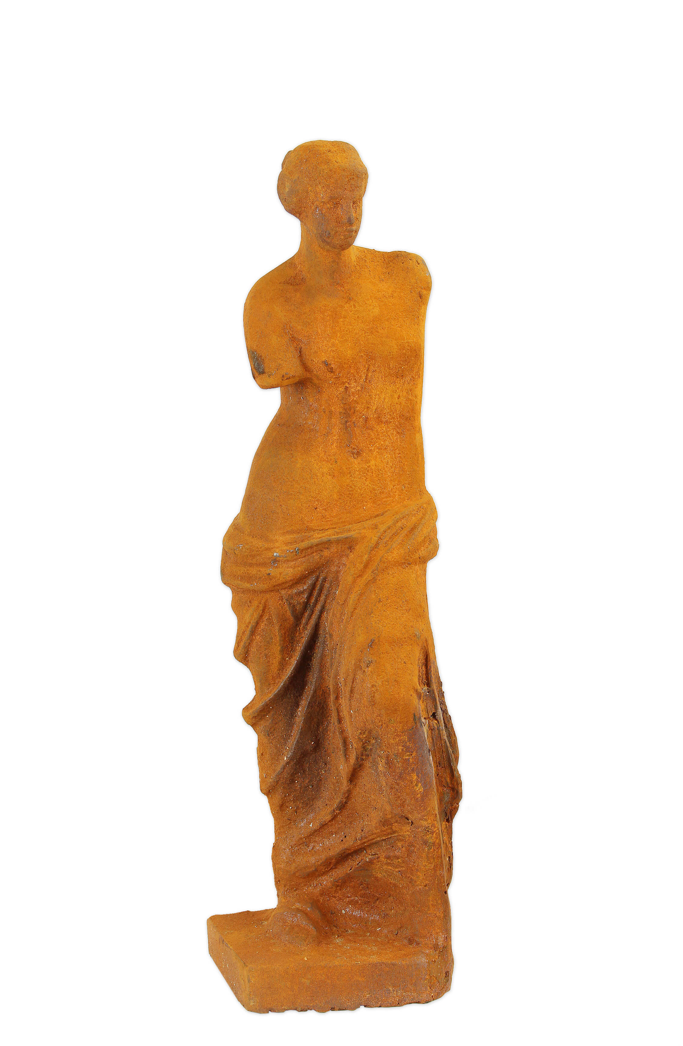 Una statuetta di Venere in ghisa arrugginita replica design retrò decorazione