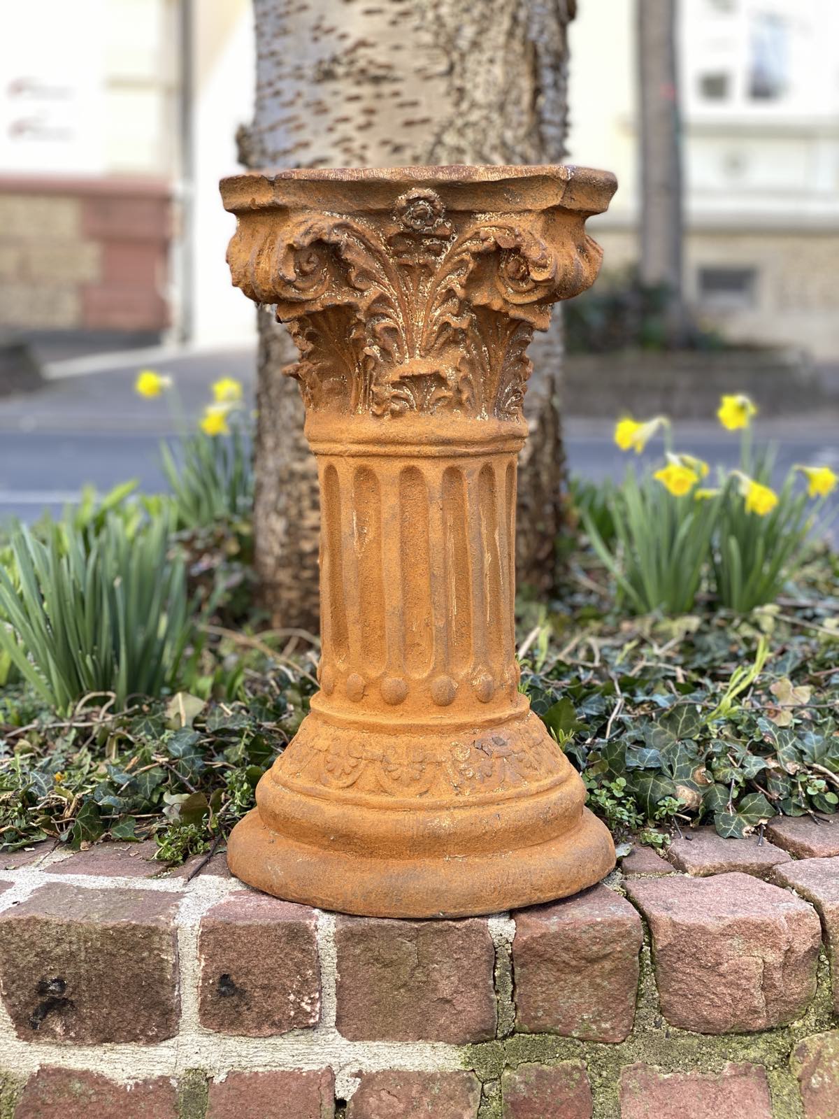 Säule Podest Blumensäule Garten Säule für Skulptur Eisen Rost 49cm Antik-Stil