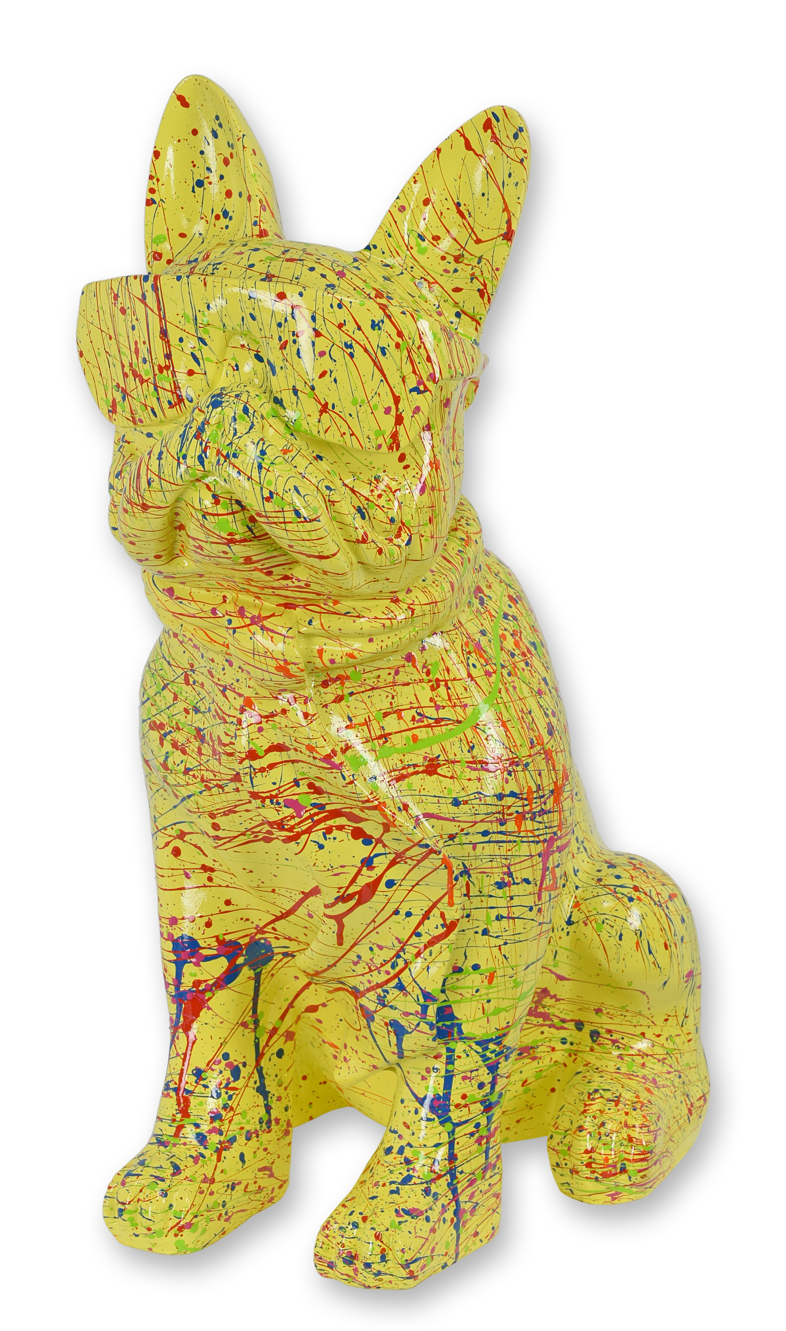 Bulldog in resina con occhiali da sole e cravatta - macchia gialla replica design retrò decorazione