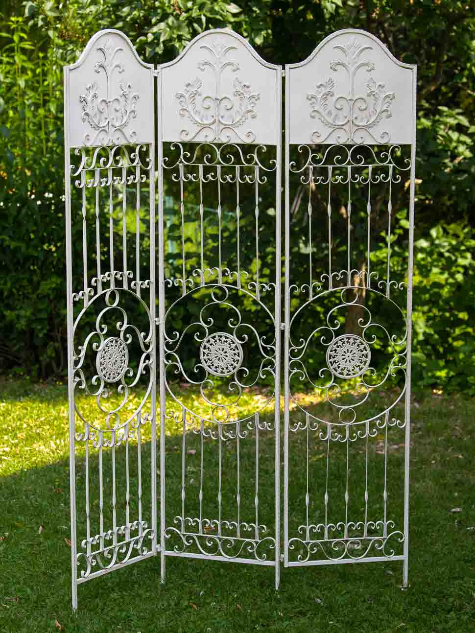 Paravent Pergola Spalier Eisen Rankhilfe Zaun 19kg Antik-Stil Raumteiler weiß