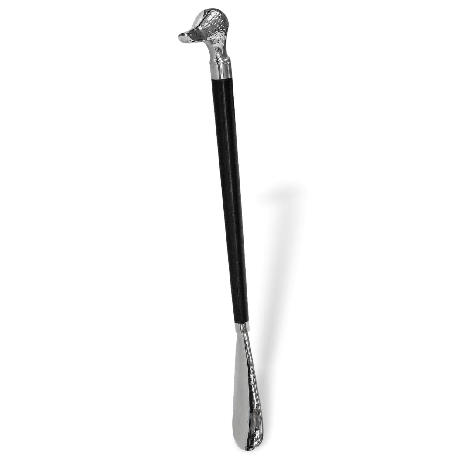 Calzascarpe calzatoio metallo uccello argento stile antico - 48cm