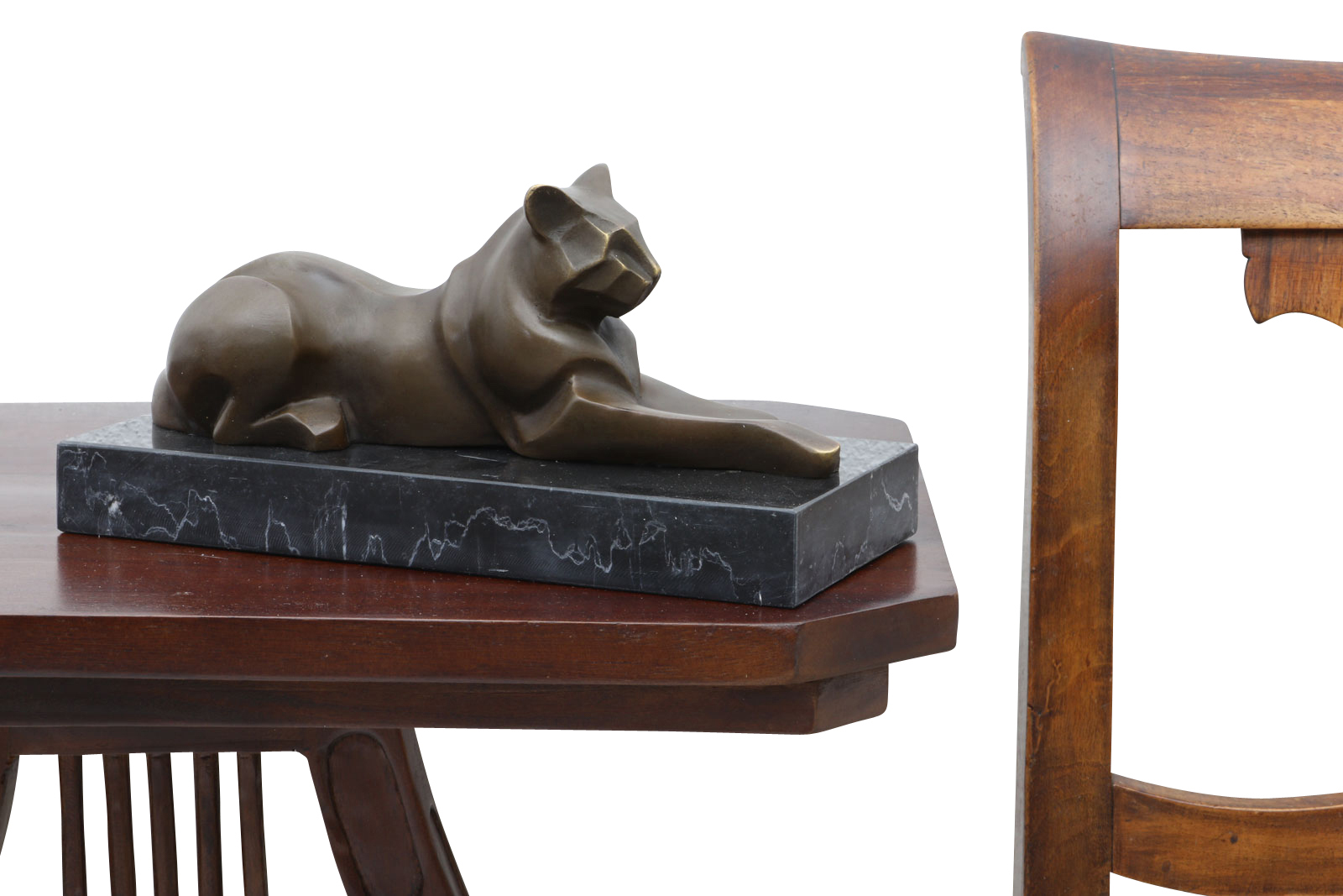 Bronzeskulptur Katze im Antik-Stil Bronze Figur Statue 26cm
