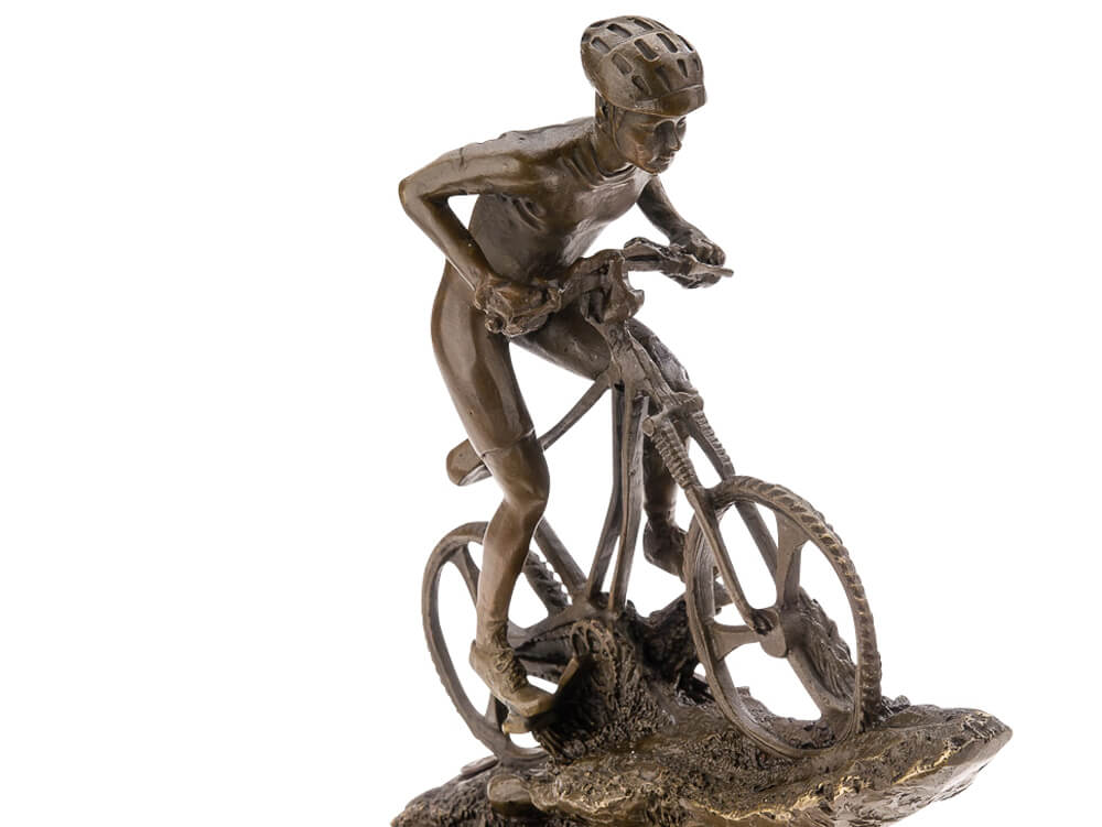 Scultura in bronzo ciclista mountain bike trofeo 25 cm