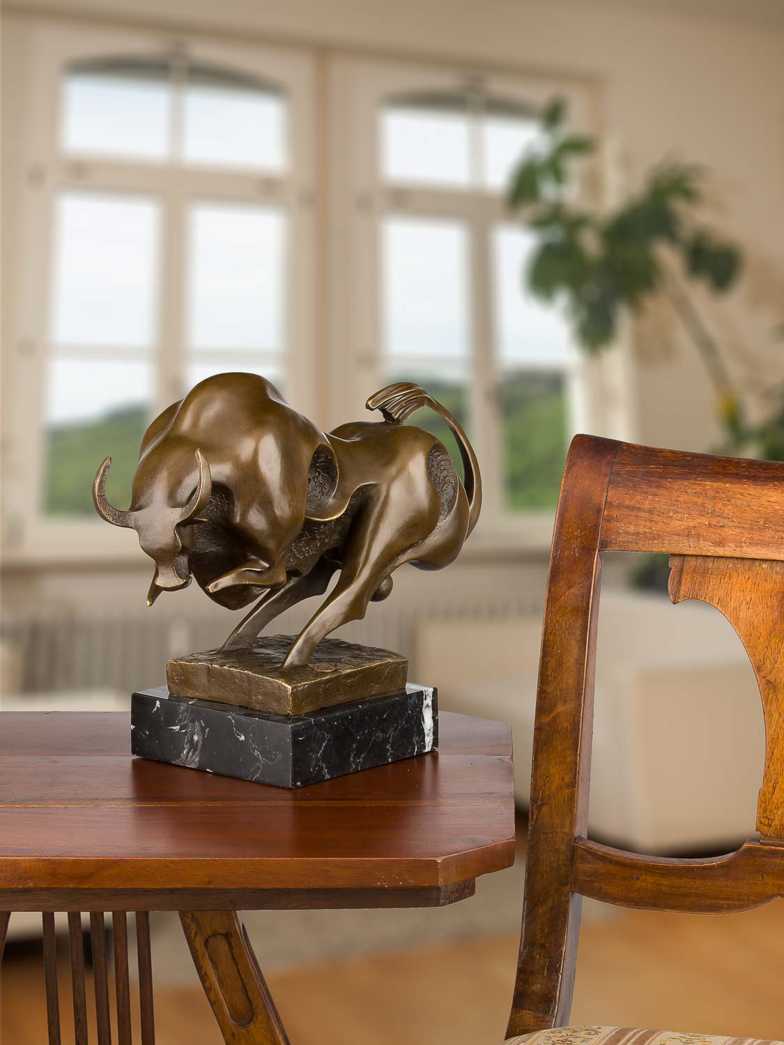 Bronzeskulptur Stier im Antik-Stil Bronze Figur Statue - 37cm