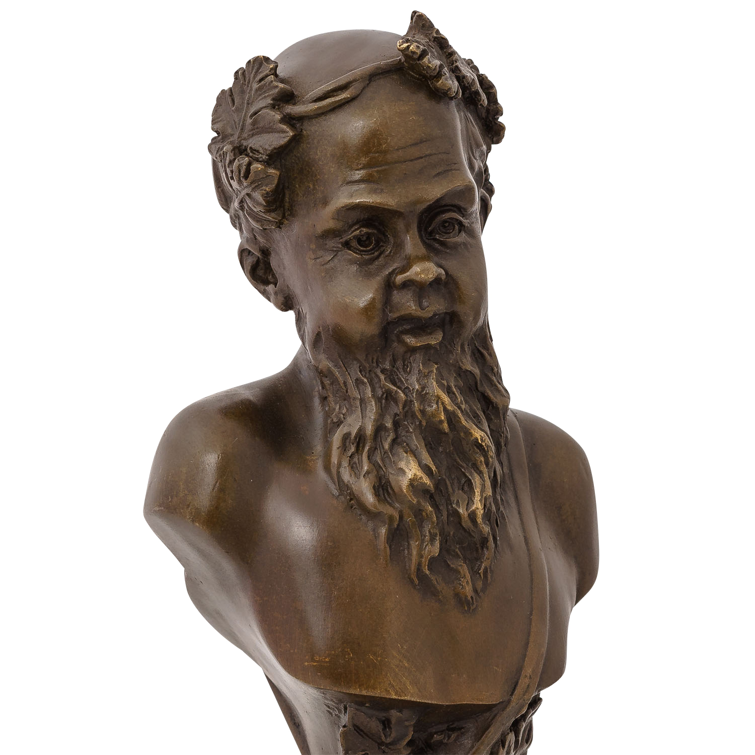 BE-64-7 Statuetta bronzo Bacco il dio romano del vino busto scultura stile antico bronzo