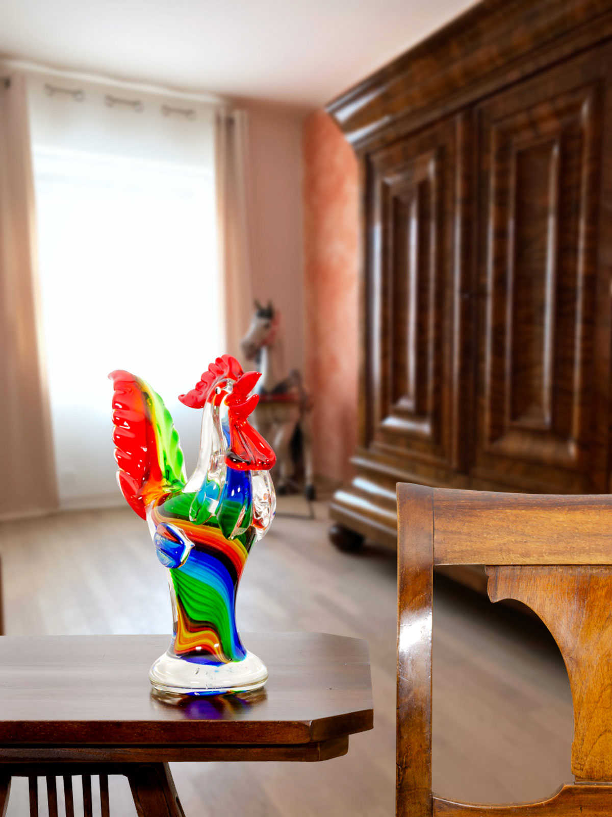 Glasfigur Figur Hahn Glas im Murano Antik Stil 29cm