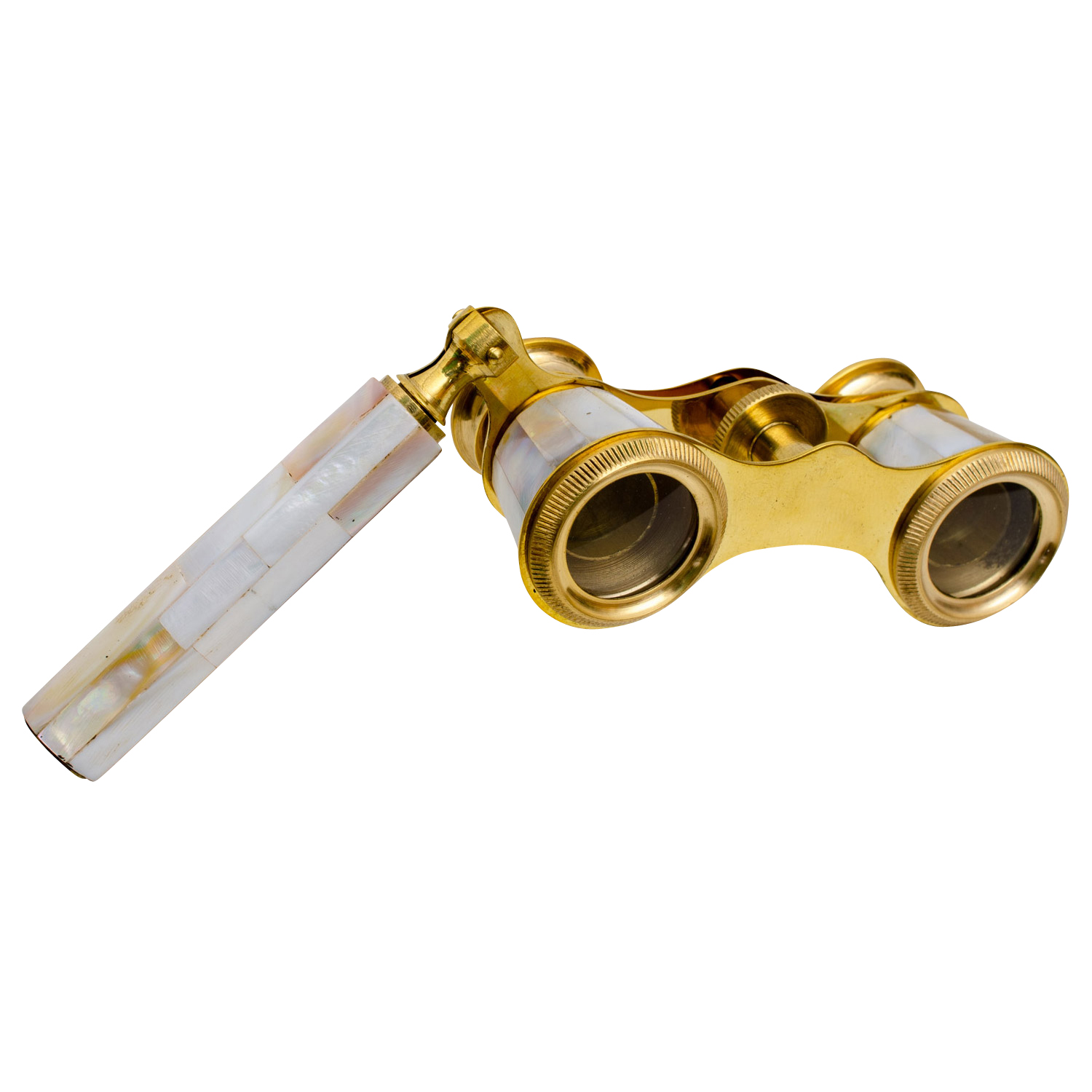 Opernglas mit Holzbox Fernglas Theaterglas Messing Kunststein Antik-Stil (a)