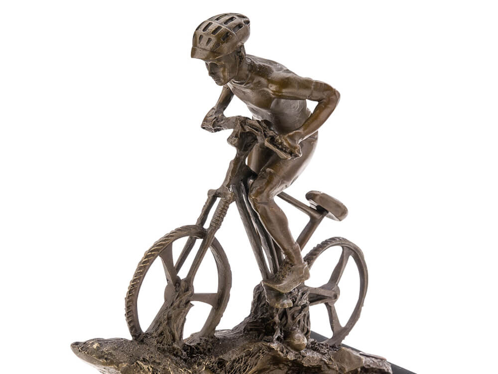 BRONZE SKULPTUR MOUNTAINBIKE 25CM BIKER RADSPORT FAHRRAD FIGUR POKAL BRONZEFIGUR