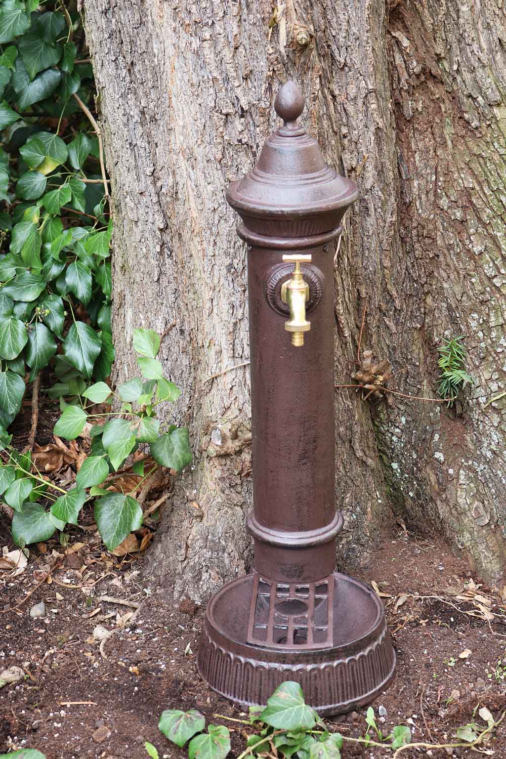 Standbrunnen 73cm Alu Brunnen Waschbecken Garten im Antik-Stil braun