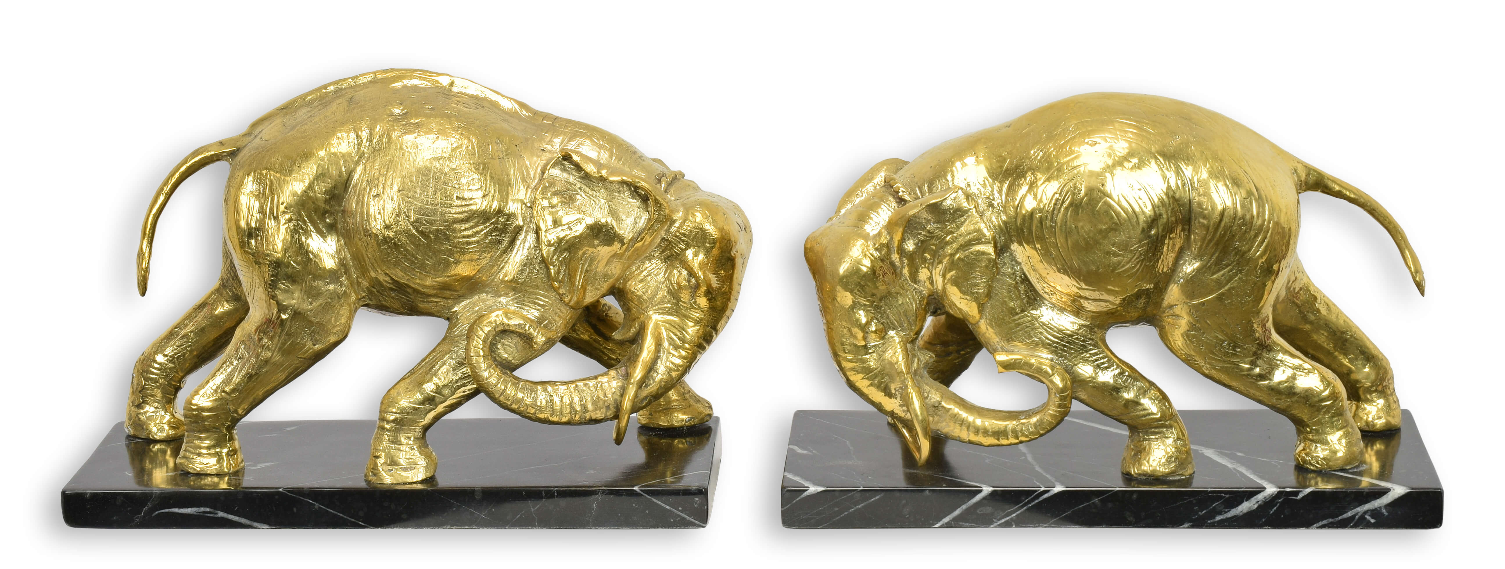 Coppia di fermalibri in bronzo a forma di elefante replica design retrò decorazione