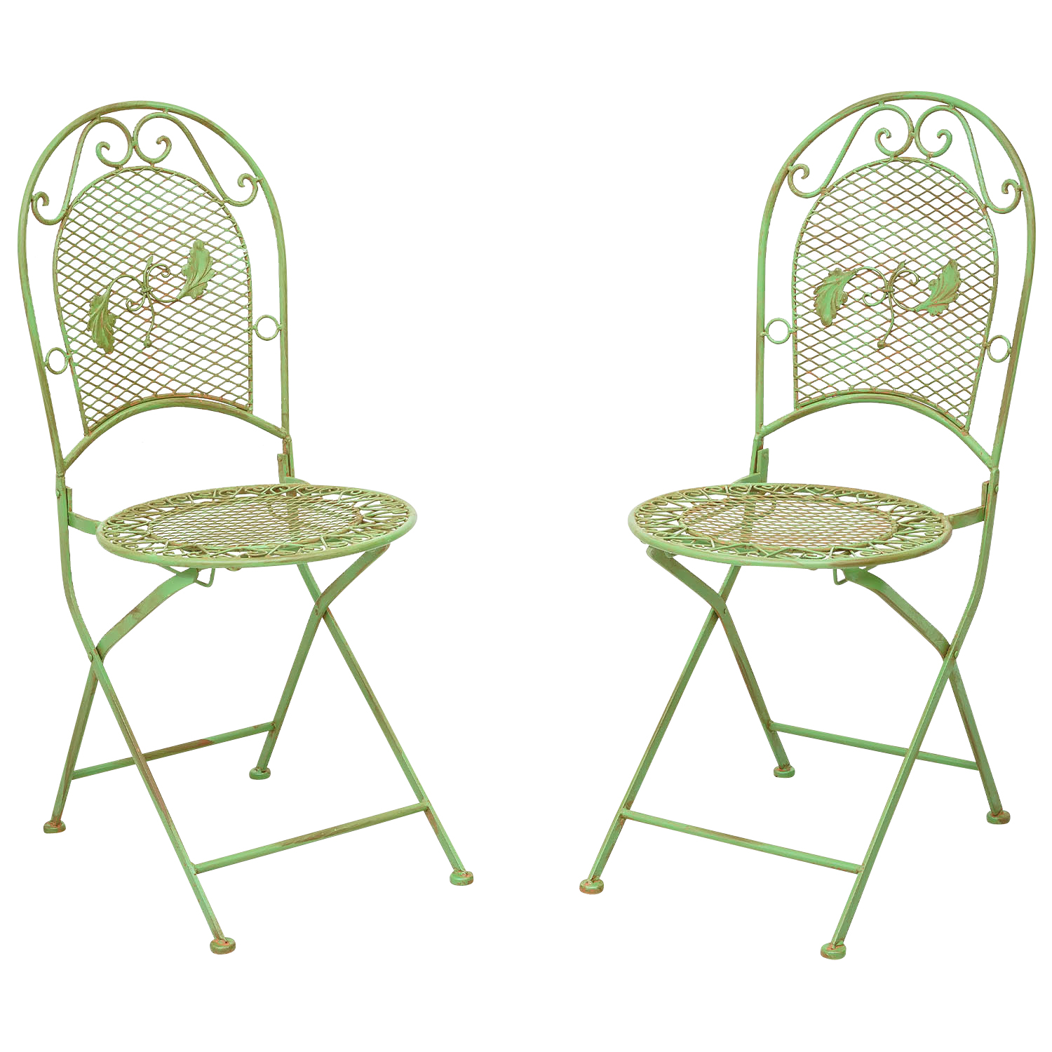 2x Nostalgia sedia da giardino set pieghevole sedia ferro 9kg stile antico verde