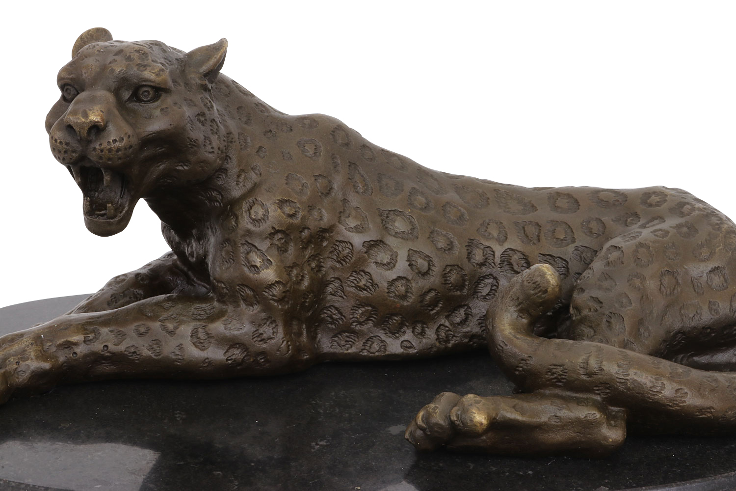 Bronzeskulptur Leopard Bronze Raubkatze 28cm Statue Bronzefigur Antik-Stil