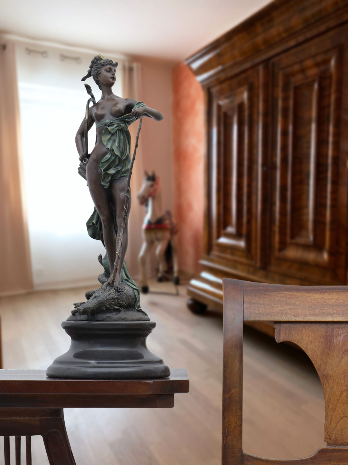 Bronzeskulptur Diana Victorius im Antik-Stil Bronze Figur Statue 47,6cm