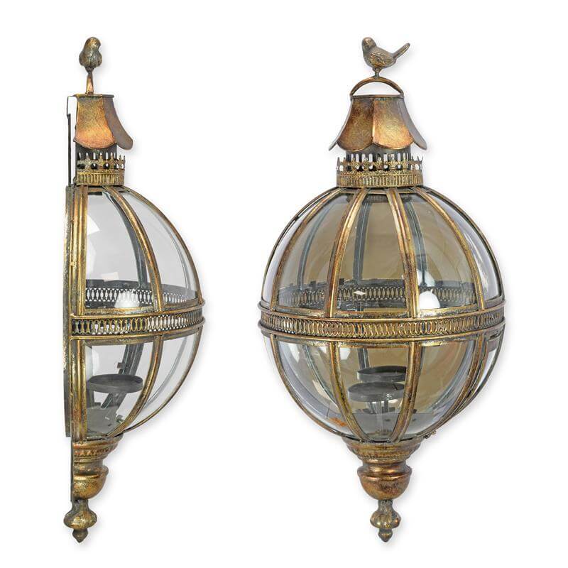 Laterne, Glaskugel, Metallrahmen, Wandlaterne, Kugel-Laterne