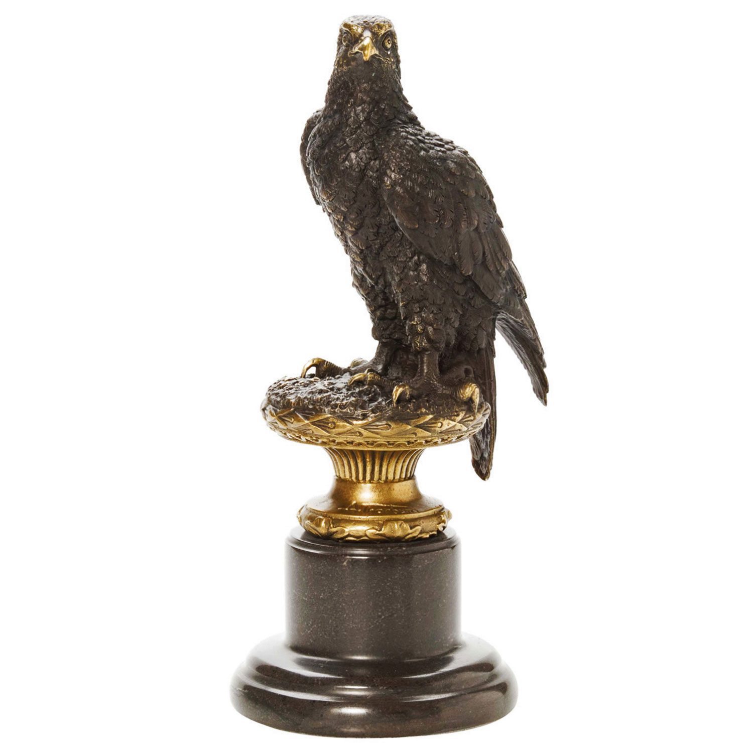 Scultura in bronzo su marmo raffigurante un?aquila di 3,4 kg, 31cm