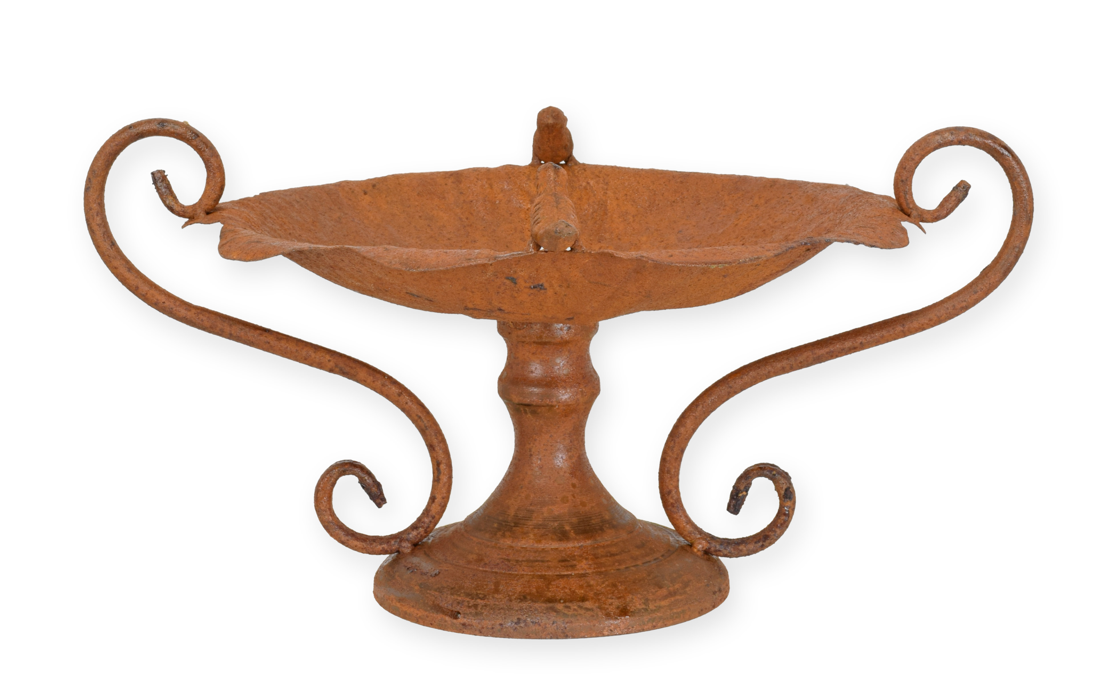 Una vaschetta per uccelli in ferro su supporto replica design retrò decorazione