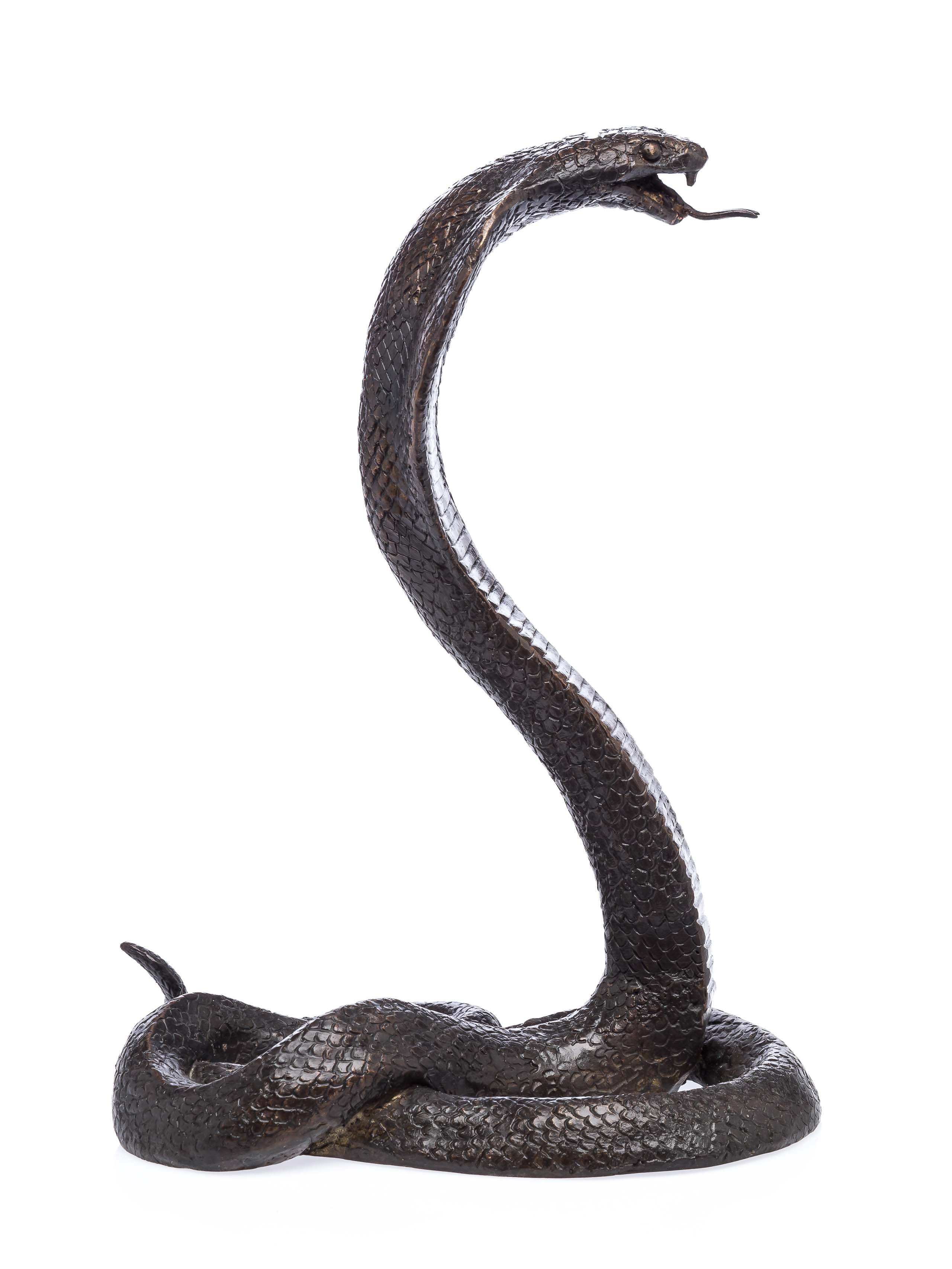 Bronze Skulptur Schlange Kobra Cobra Bronzeskulptur Statue Bronzefigur 28cm
