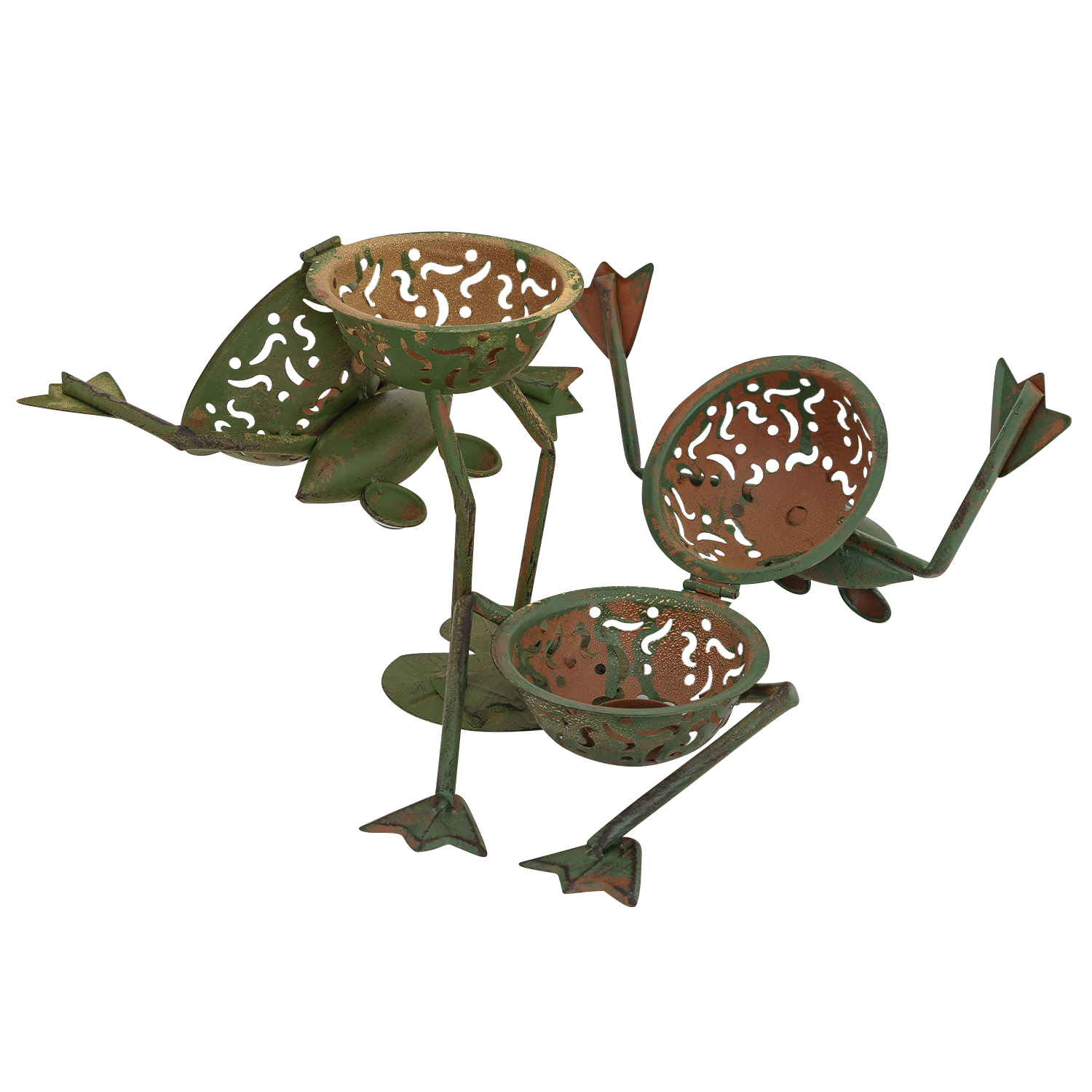 2x Windlicht Frosch Teelichthalter Frösche Garten garden tealight holder frog