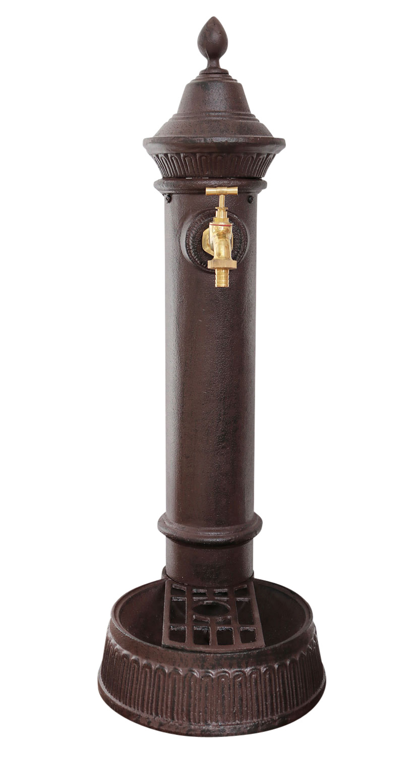 Standbrunnen 73cm Alu Brunnen Waschbecken Garten im Antik-Stil braun