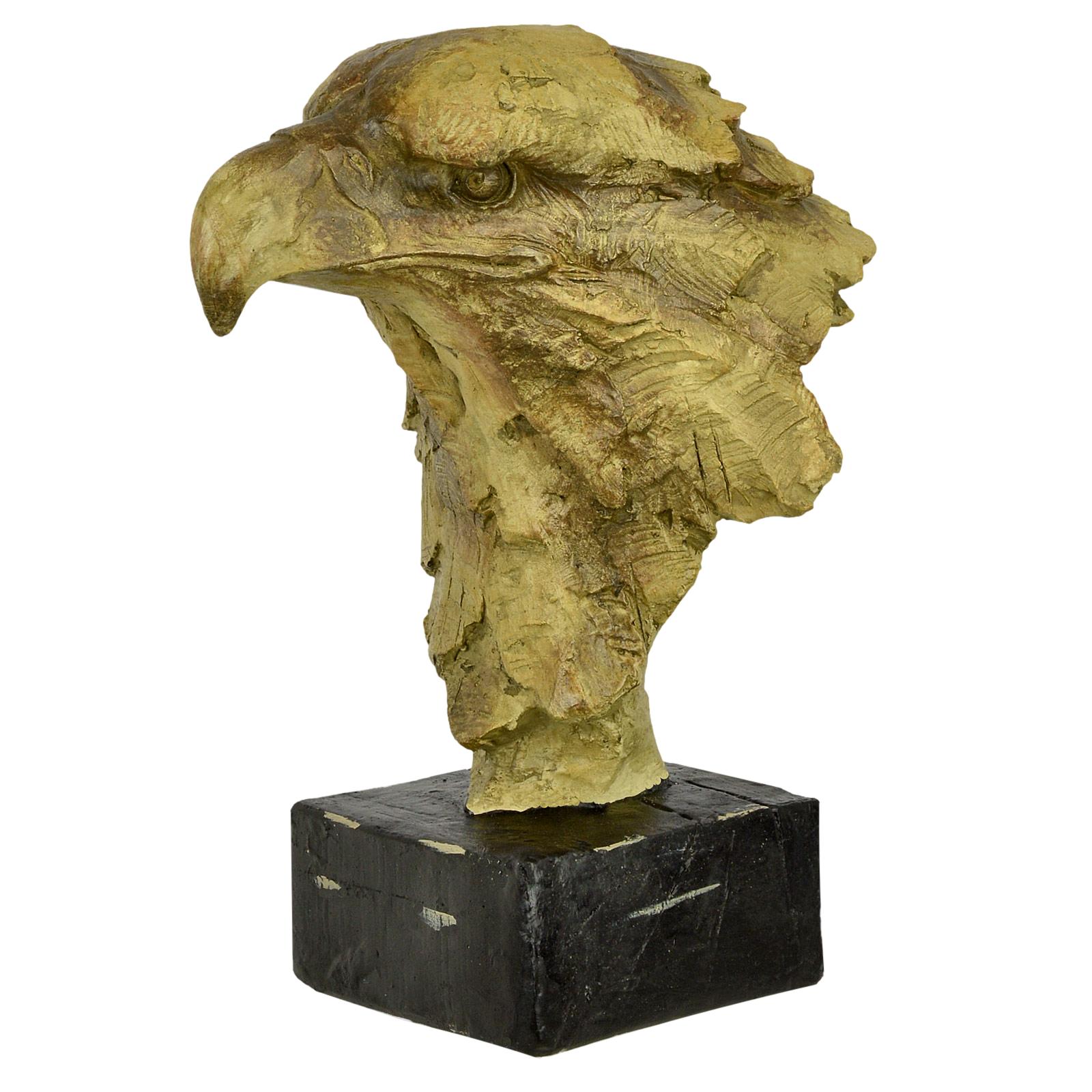 Scultura aquila busto figura decorativa pietra artificiale 29cm stile antico 