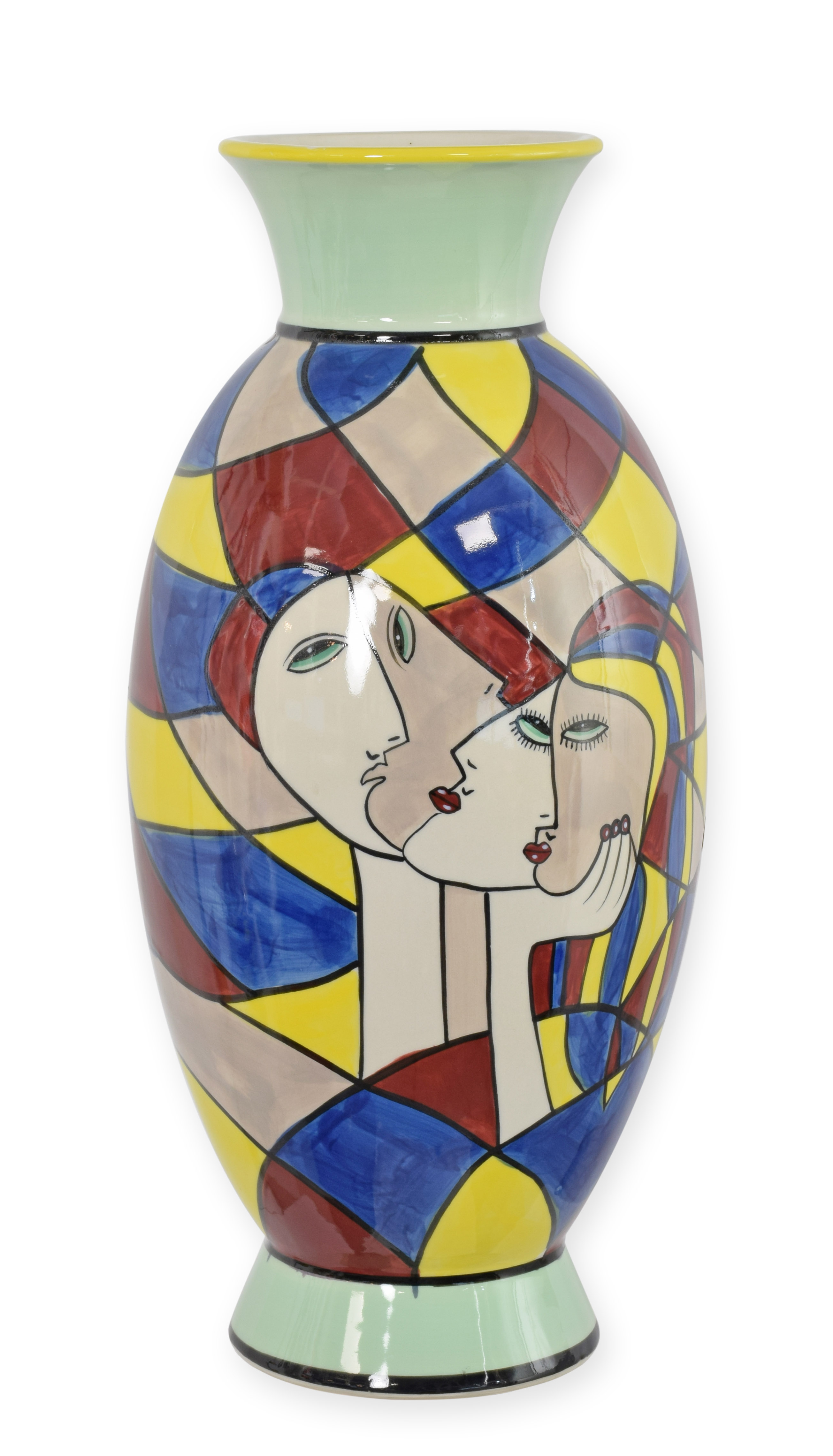 Vaso in porcellana con motivo astratto - dipinto a mano replica design retrò decorazione