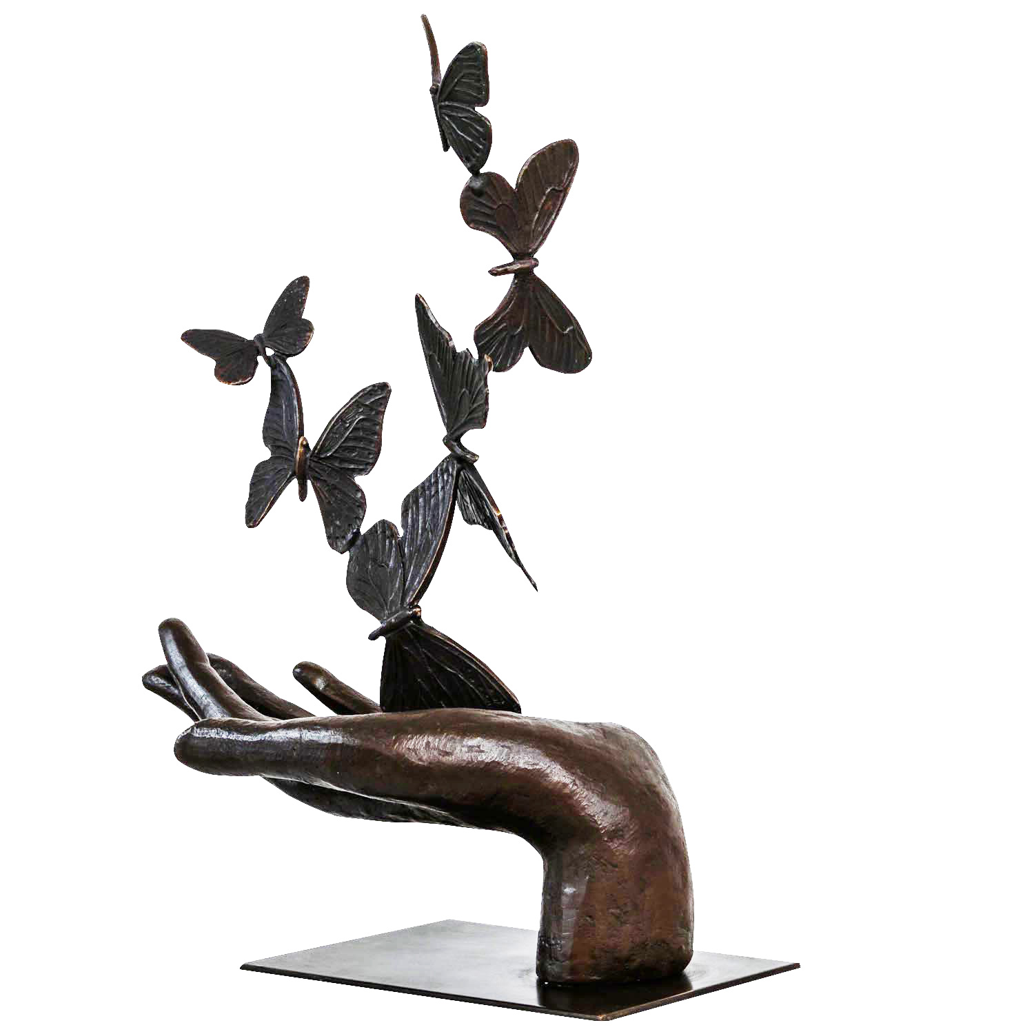 Bronzeskulptur Hand Schmetterling im Antik-Stil Bronze Figur 36cm