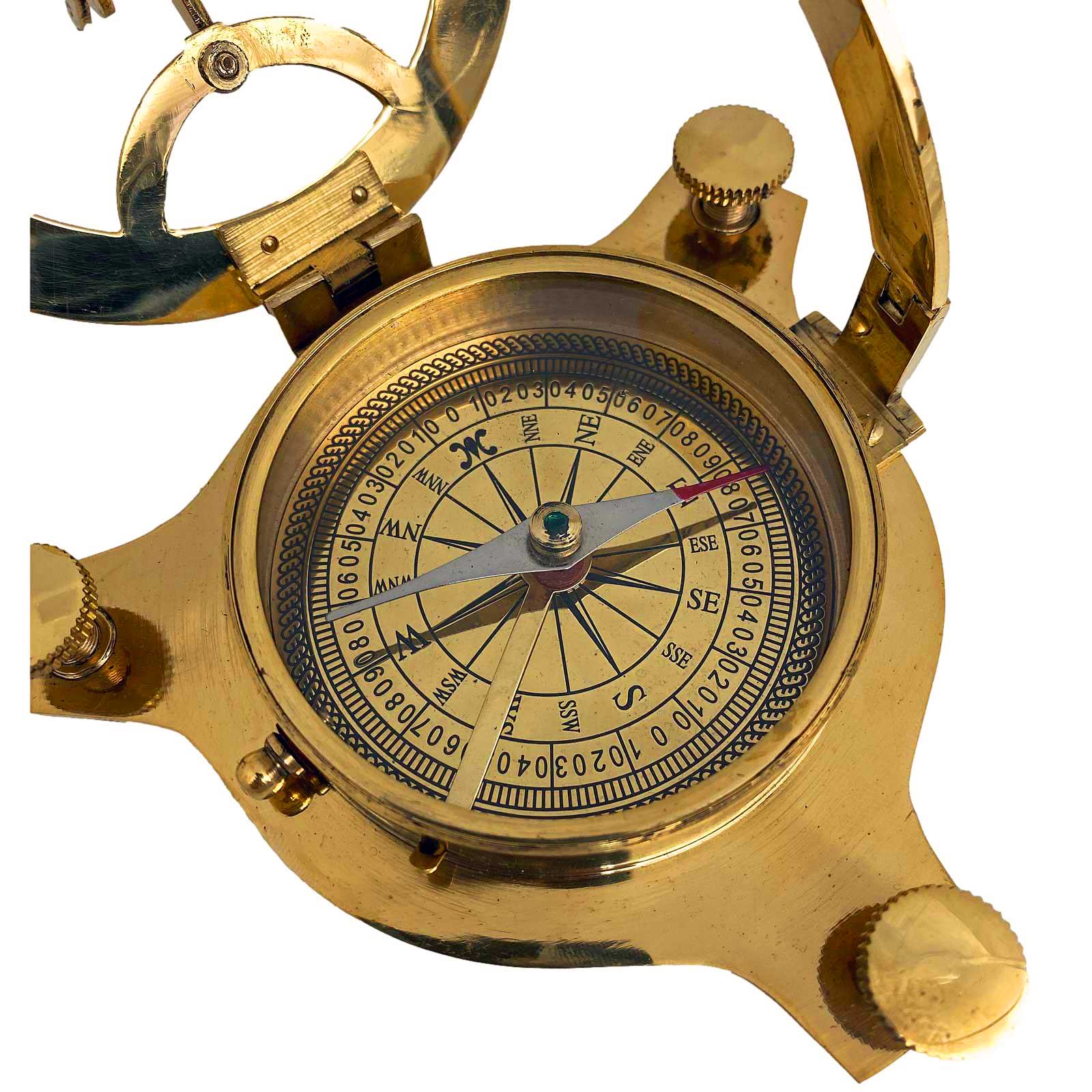 Kompass mit Sonnenuhr Maritim Schiff Navigation Dekoration Messing 12cm