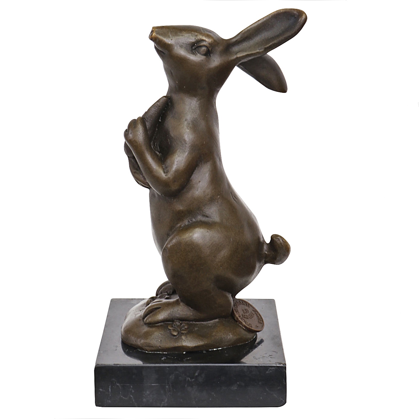 XT-65c-bronzeskulptur-hase Bronzeskulptur Hase im Antik-Stil 14cm Bronze Figur Statue