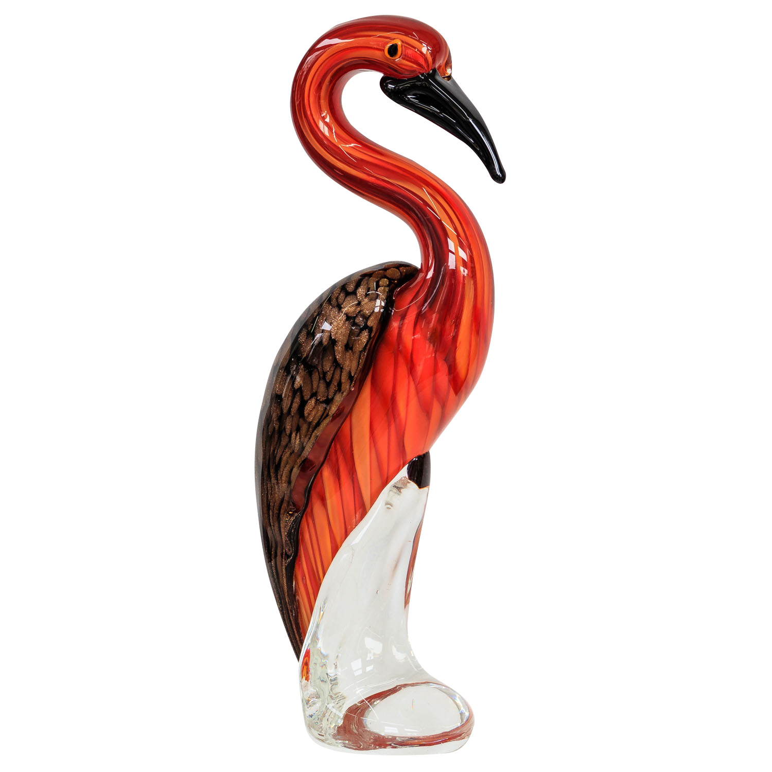 Glasfigur Flamingo Glas im Murano Antik Stil 32cm