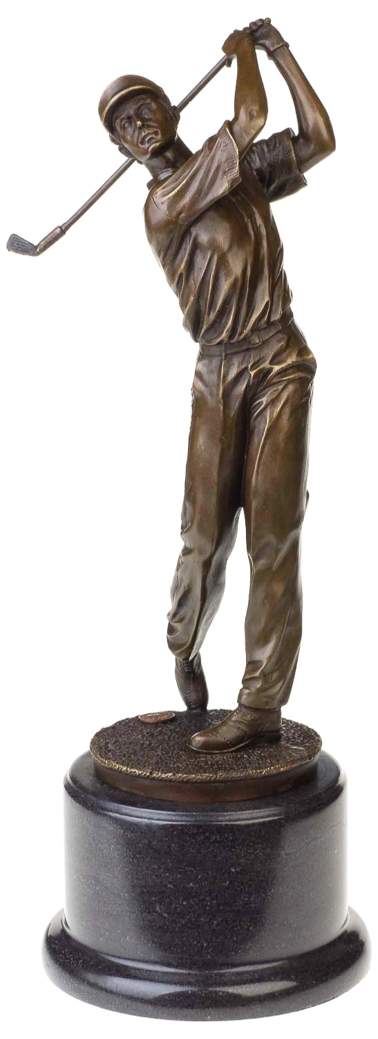 golf, figurine, bronze, statue, base