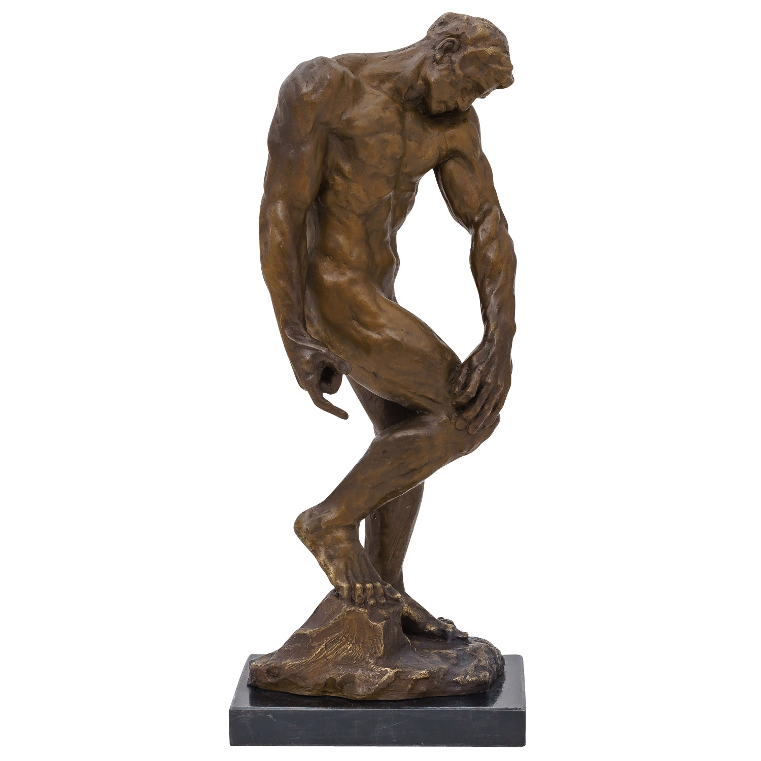 Bronzeskulptur Adam nach Rodin, Kopie, im Antik-Stil Bronze Figur Statue 55cm