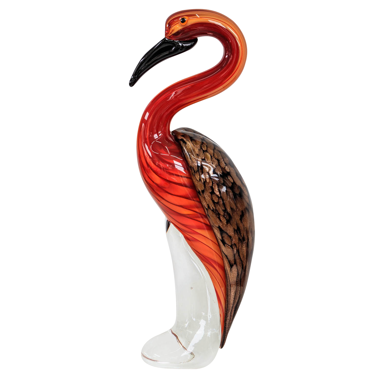 Glasfigur Flamingo Glas im Murano Antik Stil 32cm