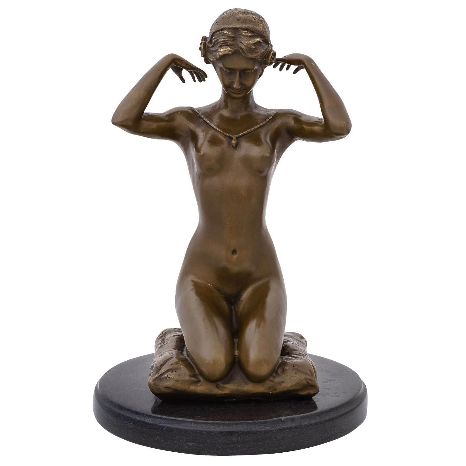 YB139-6 Bronzefigur kniende Frau nach Paul Ponsard Bronze Skulptur 28cm Replik Kopie