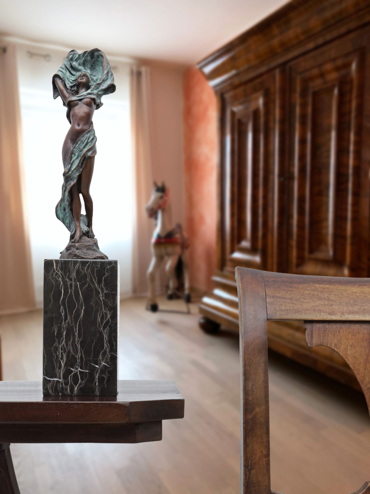 Bronzeskulptur Frau Tänzerin im Antik-Stil Bronze Figur Statue 35cm