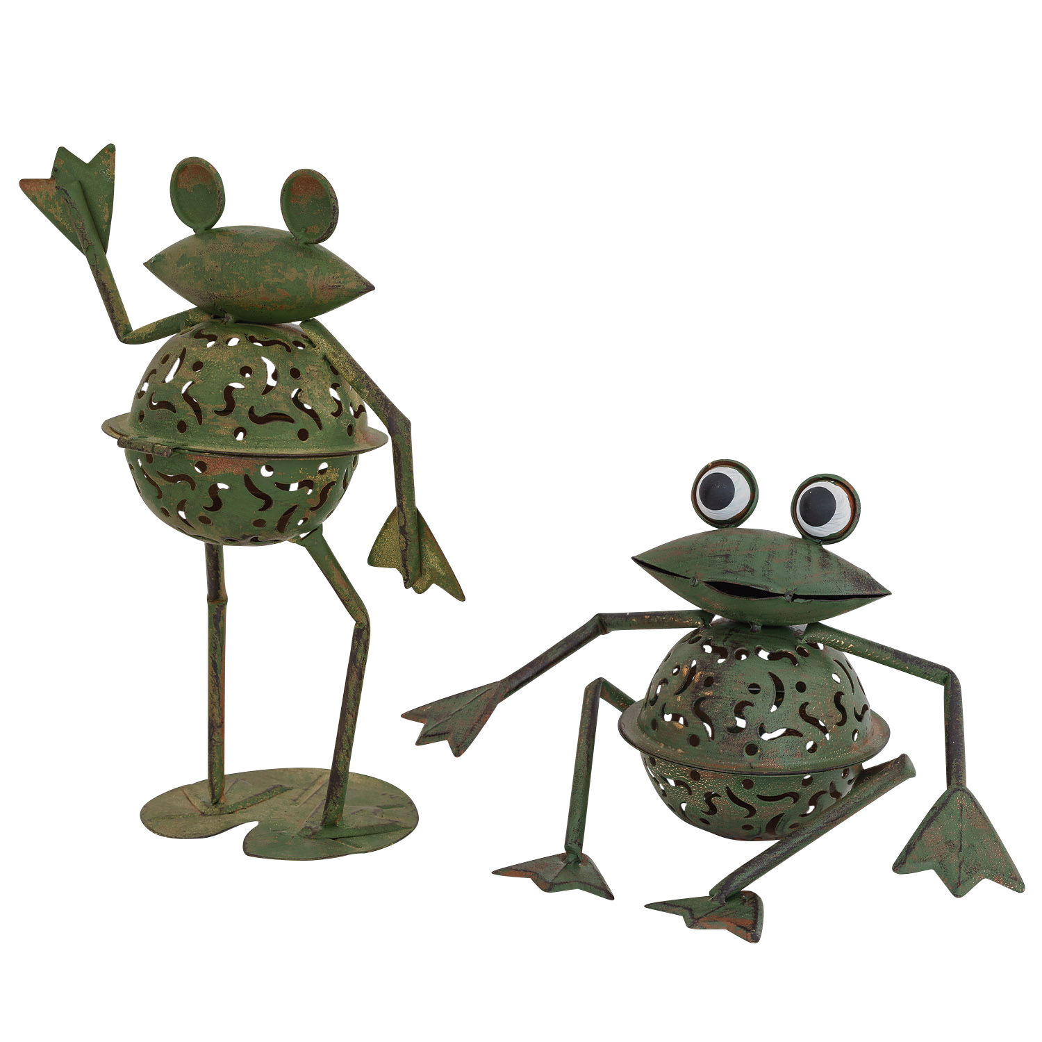 2x Windlicht Frosch Teelichthalter Frösche Garten garden tealight holder frog