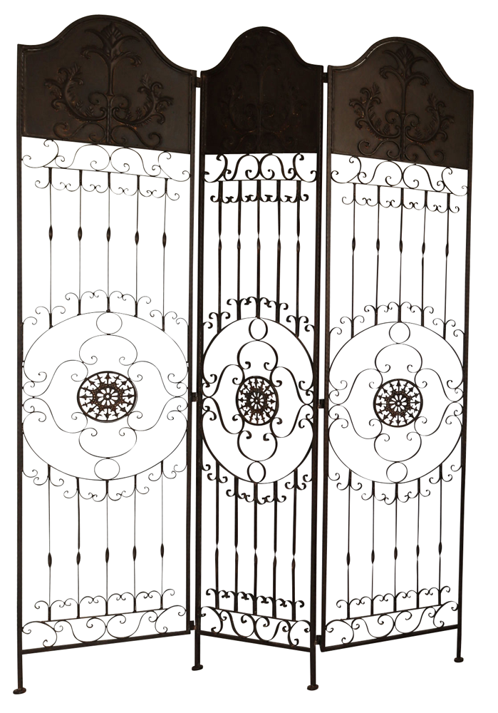 Paravent Pergola Spalier Rankhilfe Zaun 19kg Metall antik Stil Raumteiler braun