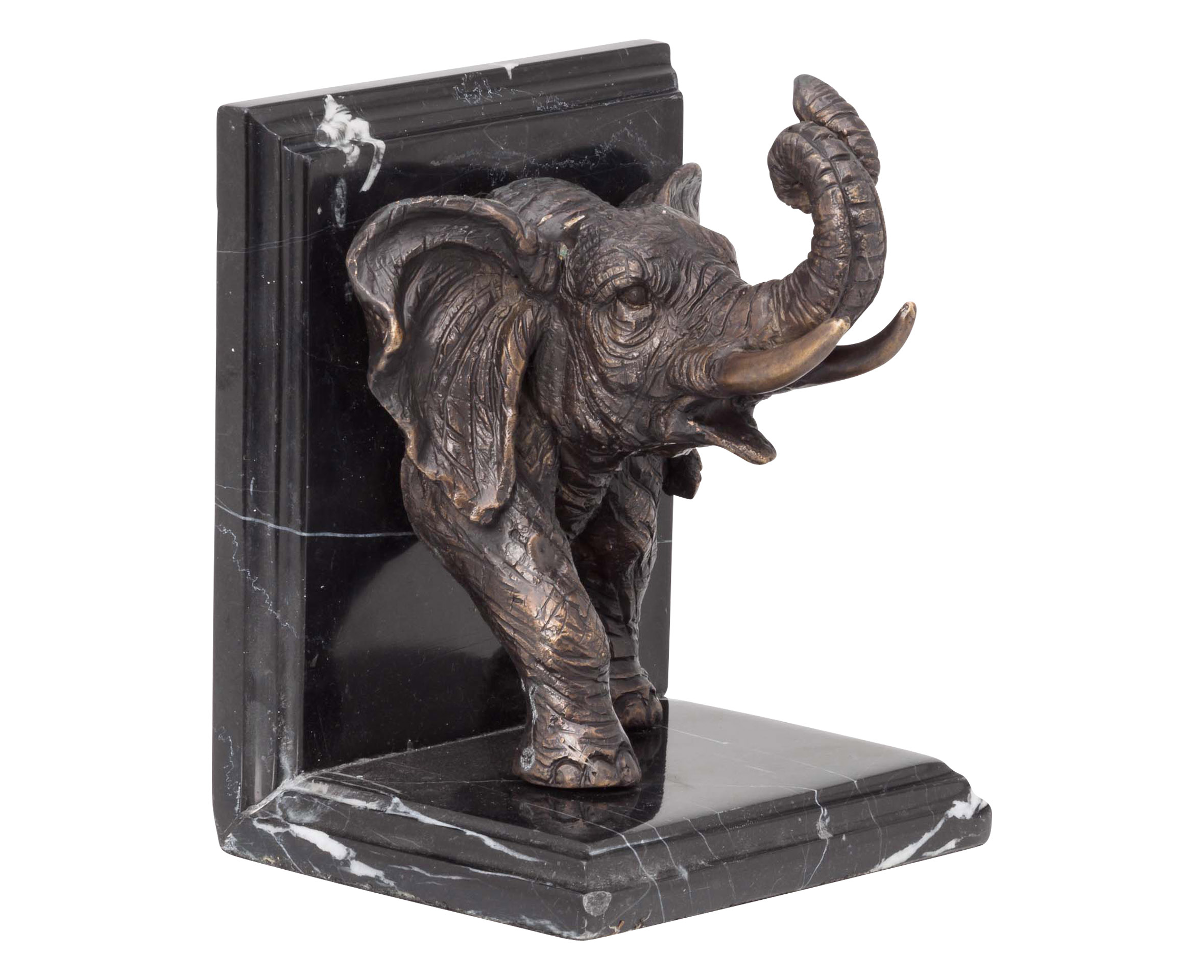 2 Buchstützen Bronze Skulptur Figur Elefant Bronzefigur Buch bookend bronze