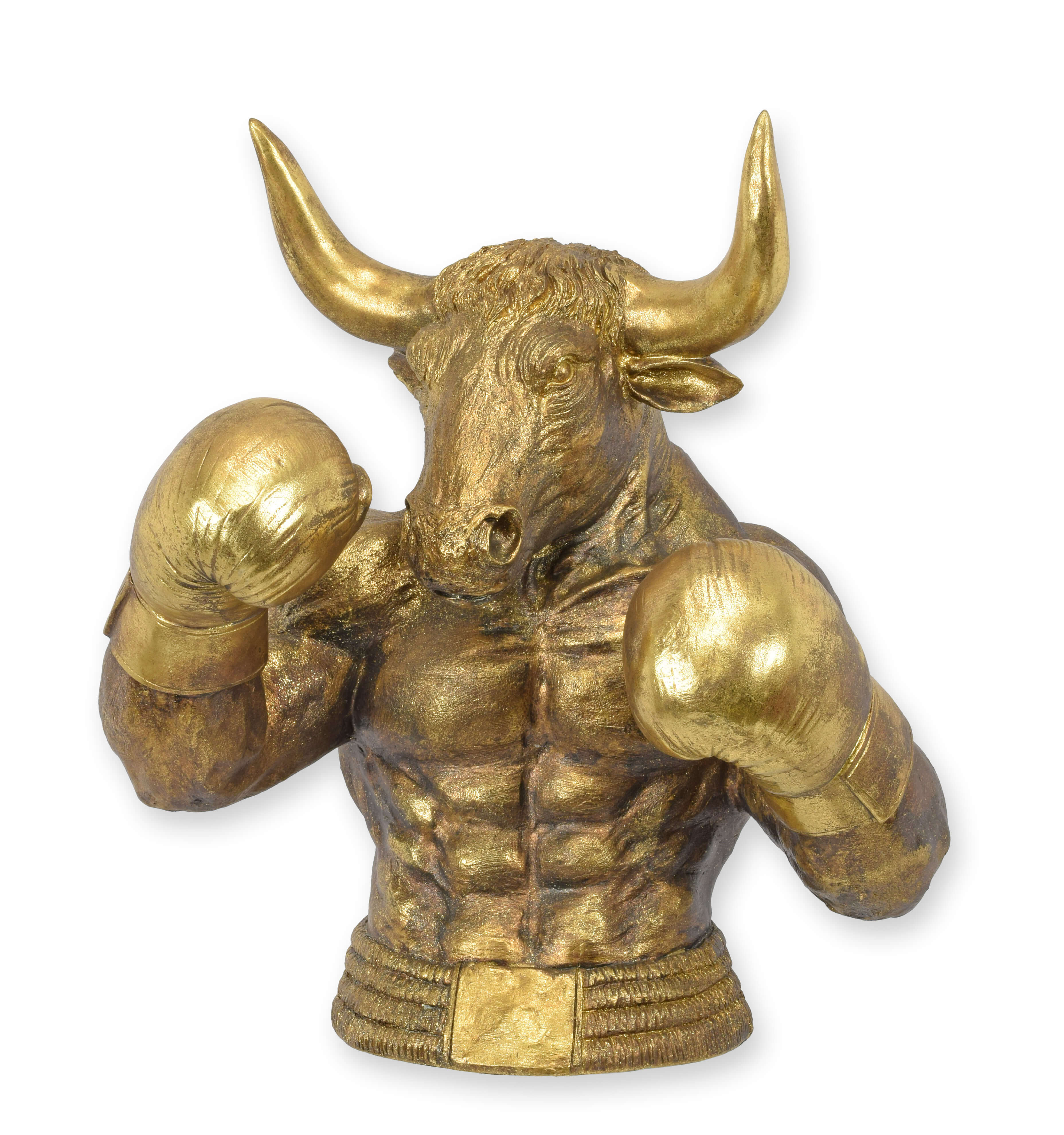gold, bull statue, boxing figure, decorative, golden