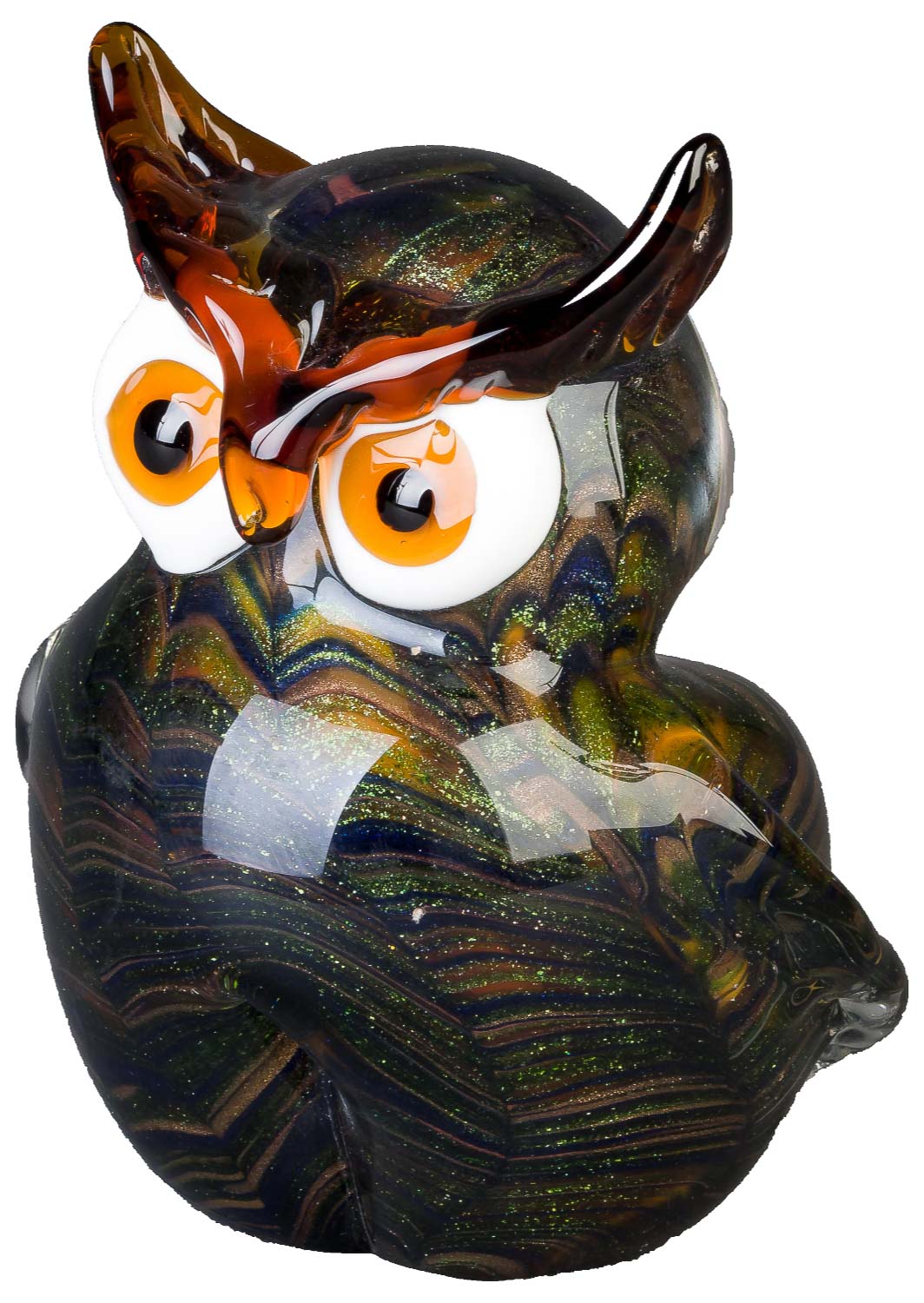 Glasfigur Figur Skulptur Eule Glas Glasskulptur im Murano Antik-Stil - 15cm