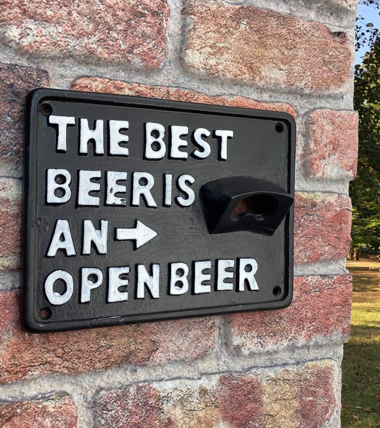 Schild Türschild THE BEST BEER IS AN OPEN BEER Bier Eisen 20cm Antik-Stil