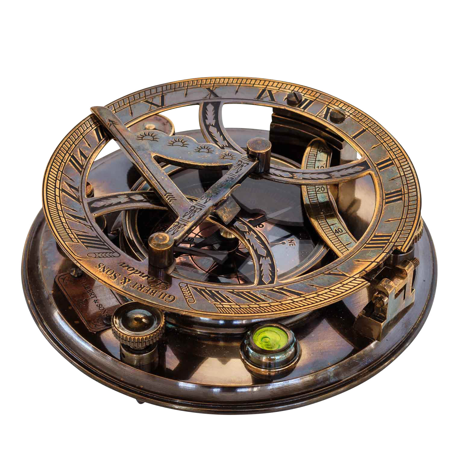 Kompass Maritim Schiff Dekoration Navigation Messing Glas Antik-Stil Replik 13cm