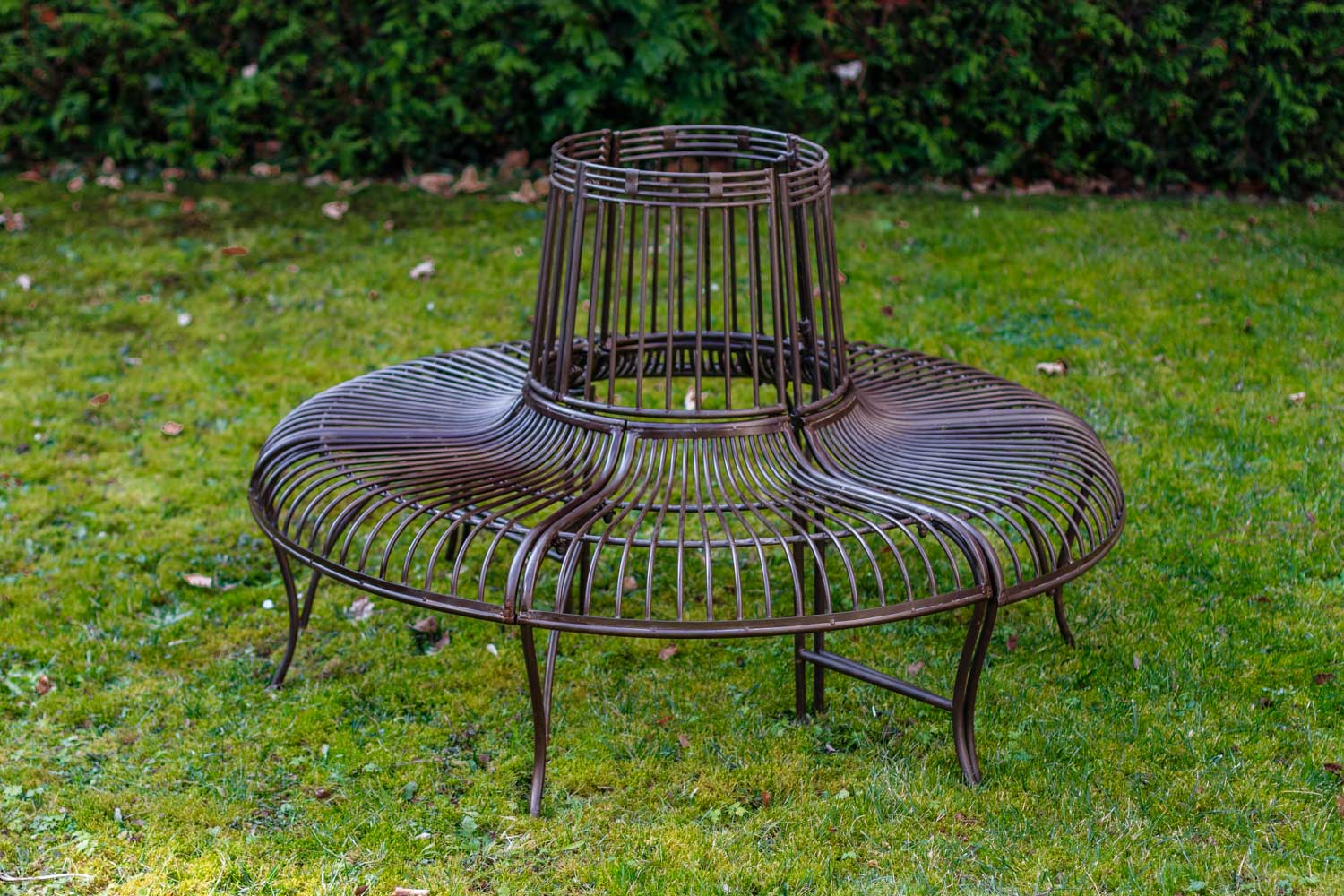 Gartenbank Set Bank Antik-Stil Garten Metall Eisen braun Möbel Baumbank