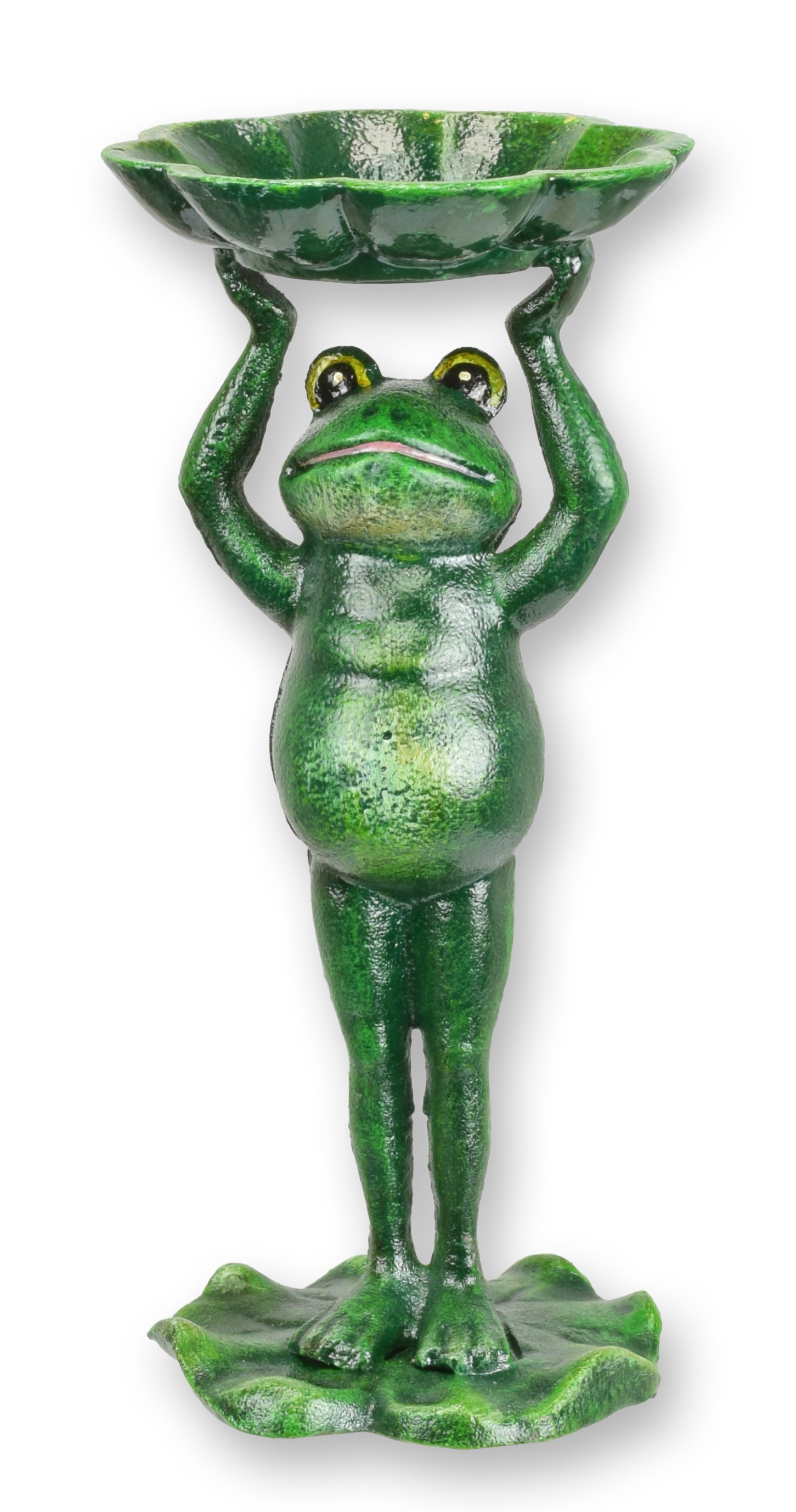 Mangiatoia per uccelli in ghisa a forma di rana replica design retrò decorazione