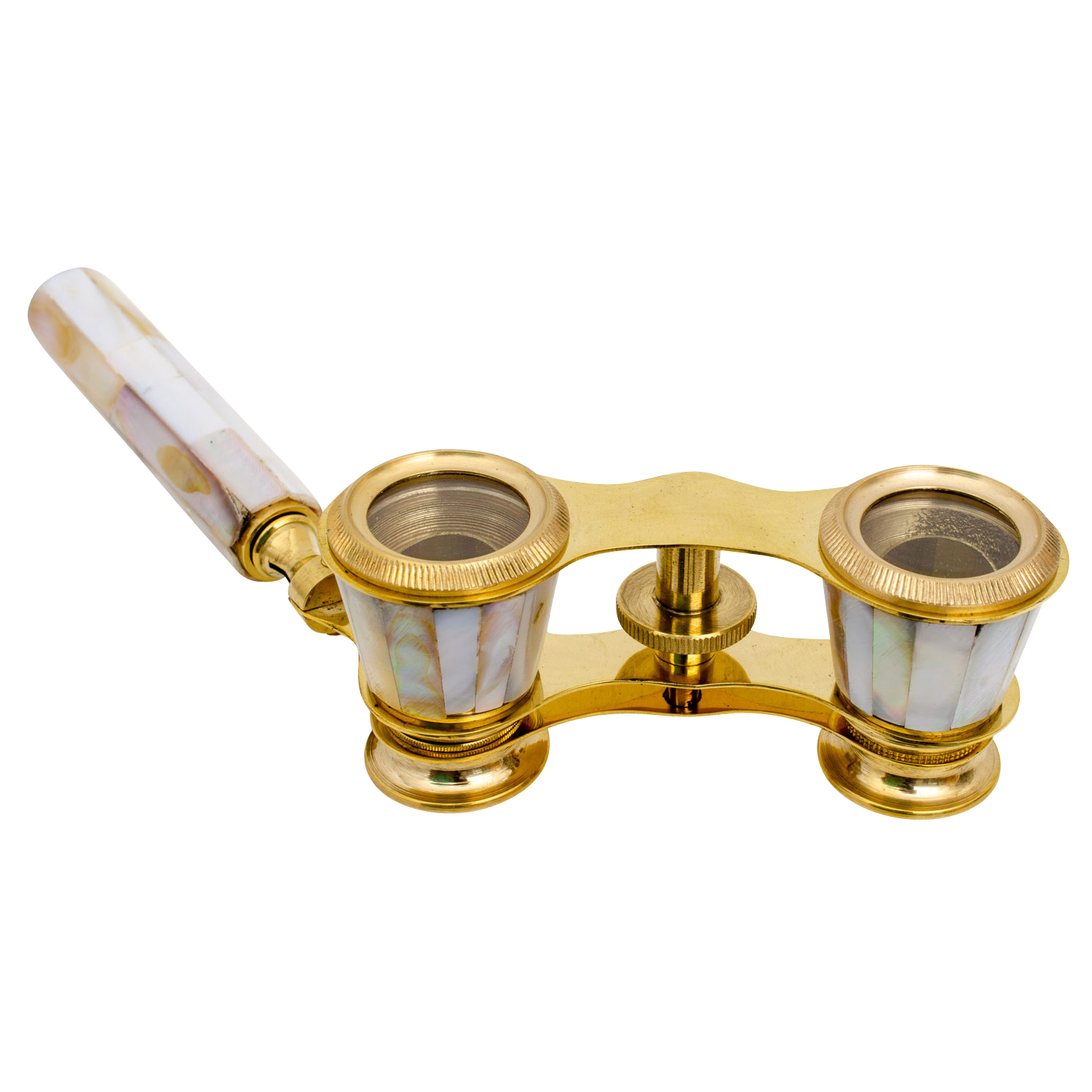 Opernglas mit Holzbox Fernglas Theaterglas Messing Kunststein Antik-Stil (a)