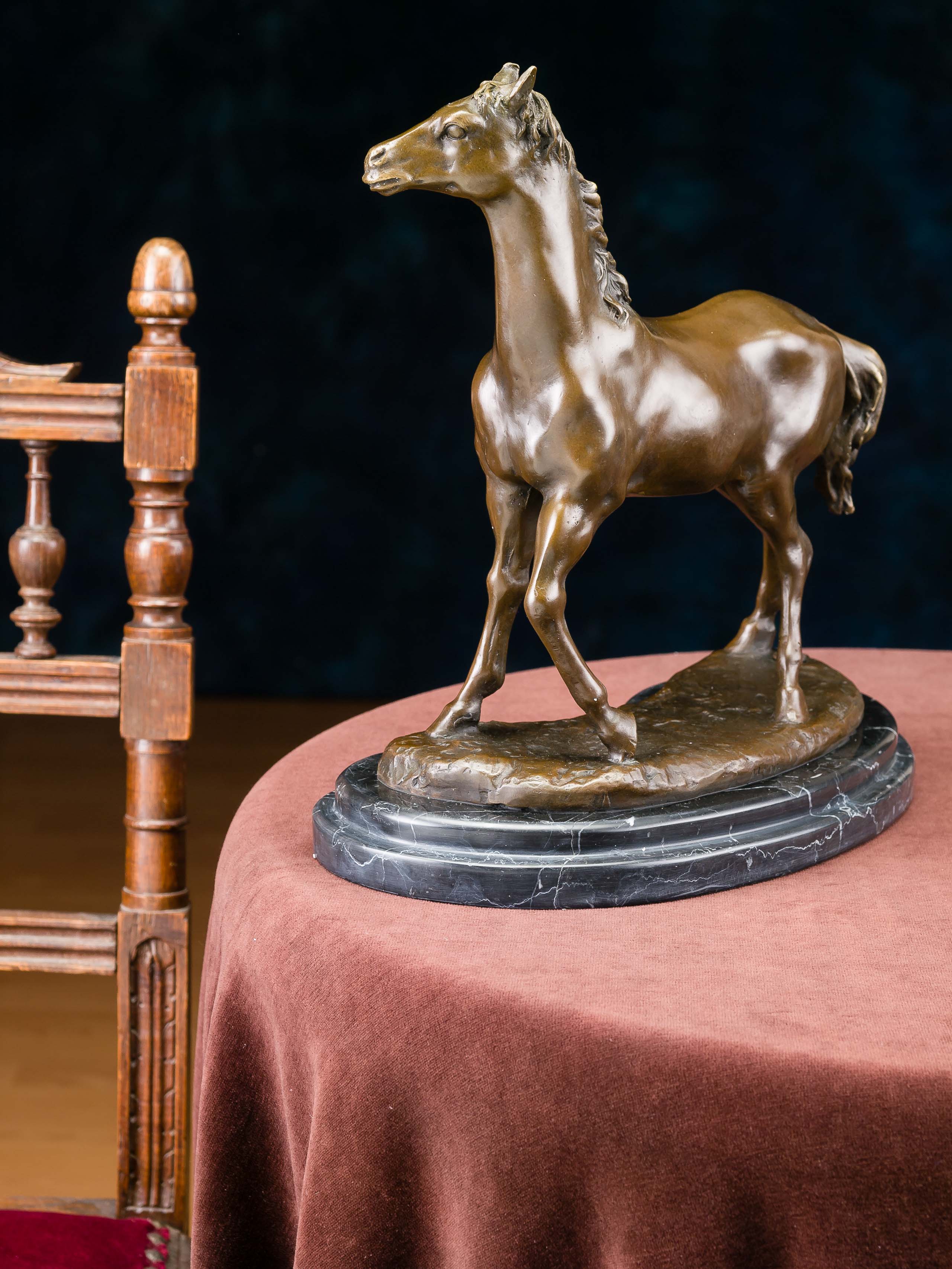 Bronzeskulptur Pferd 6kg Bronze Statue 32cm Skulptur Figur Antik-Stil horse