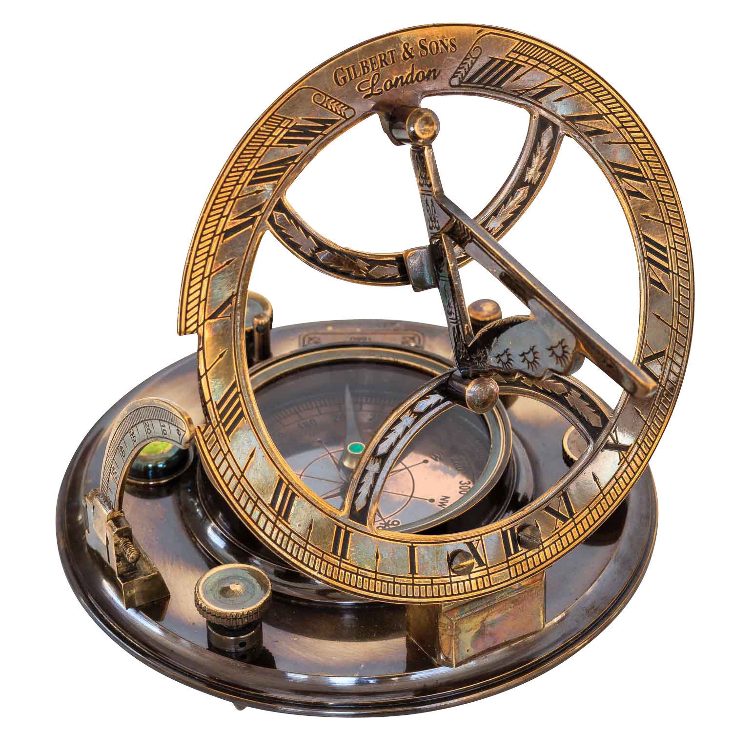 Kompass Maritim Schiff Dekoration Navigation Messing Glas Antik-Stil Replik 13cm