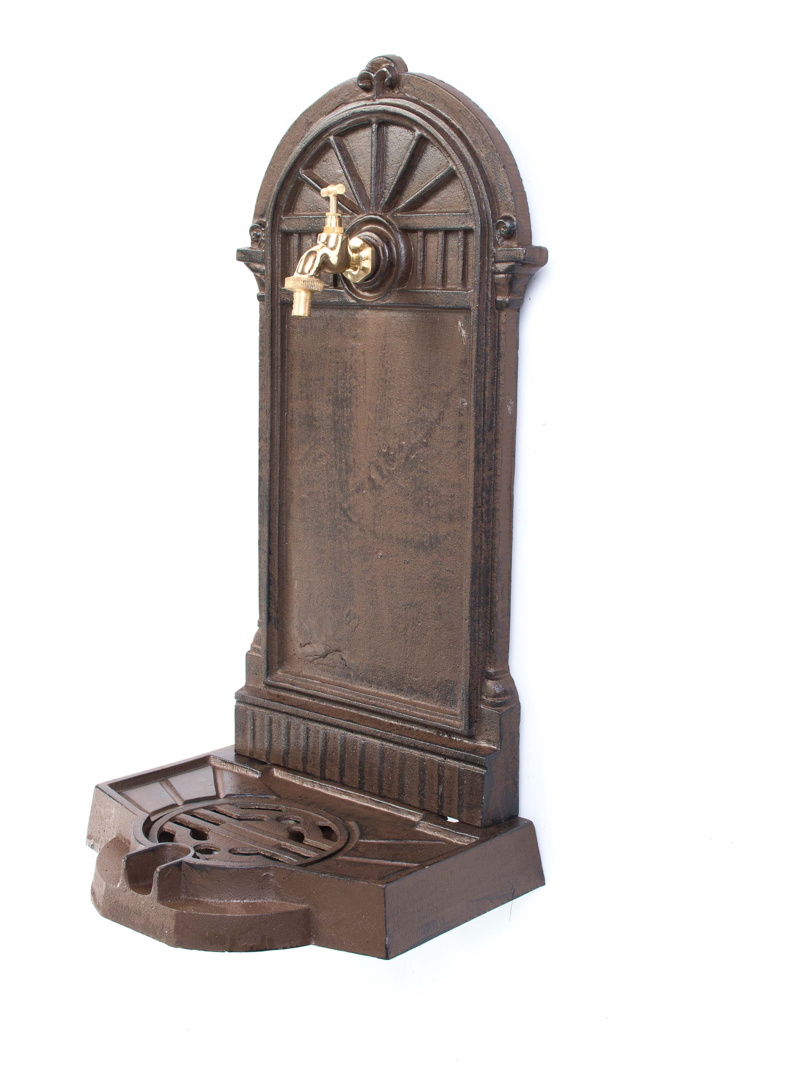 STANDBRUNNEN 64CM 11KG WASCHBECKEN BRUNNEN EISEN BRAUN WANDBRUNNEN ANTIK STYLE